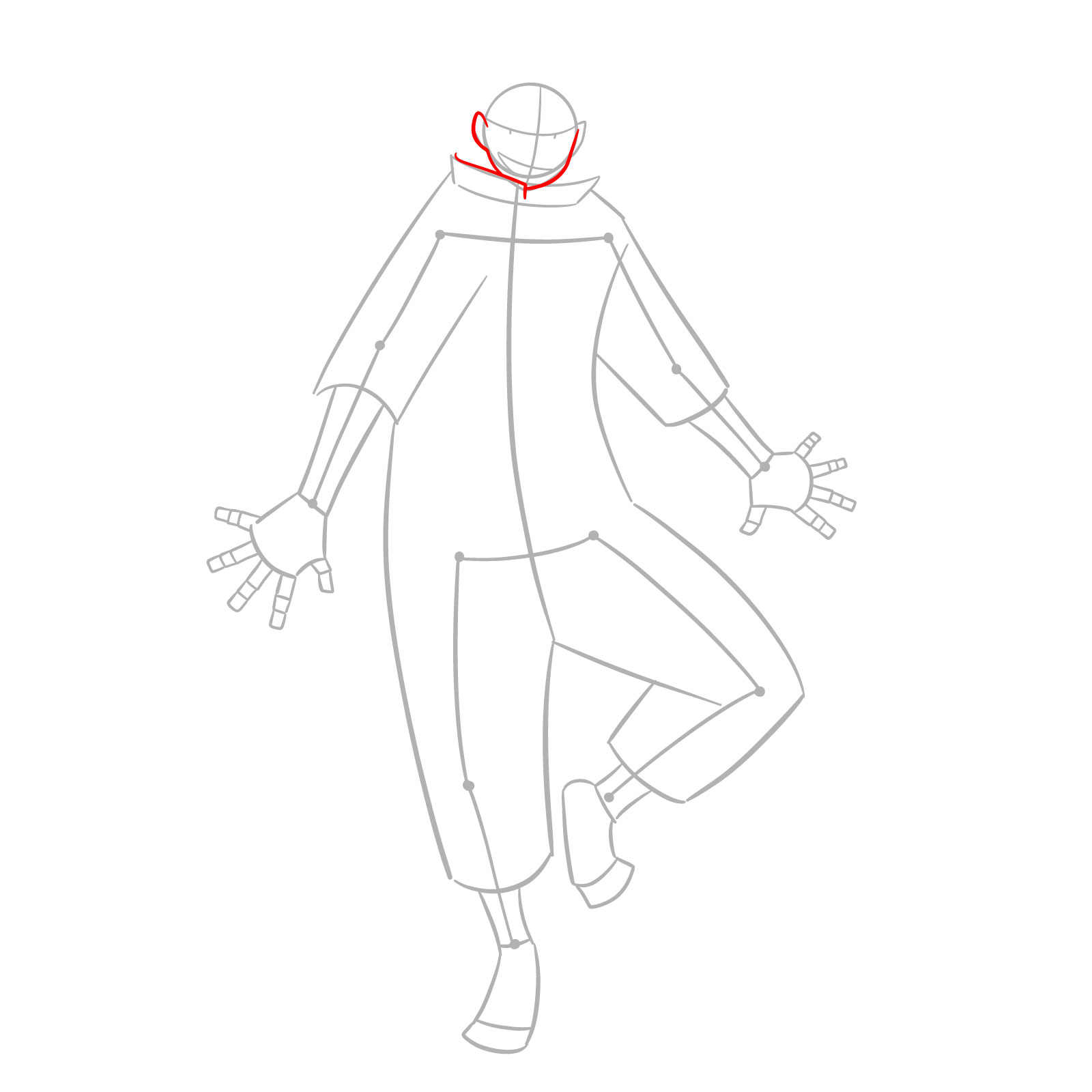 How to Draw Shinra Kusakabe in Orange Coverall - step 04