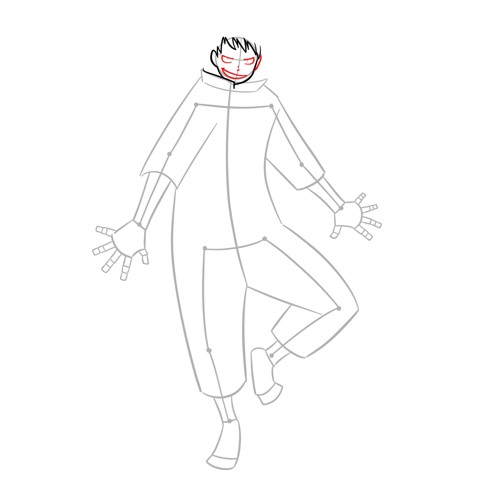 How to Draw Shinra Kusakabe in Orange Coverall - step 06