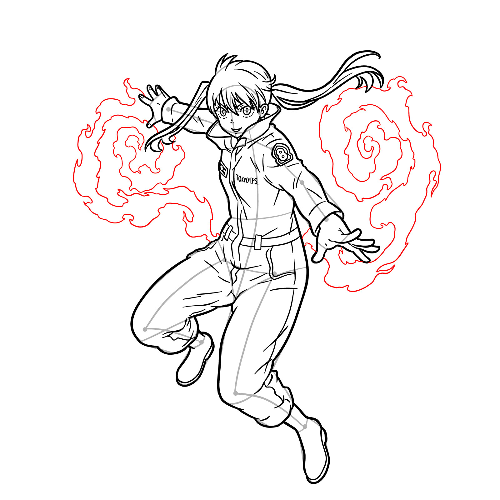 How to Draw Tamaki Kotatsu from Fire Force - step 19