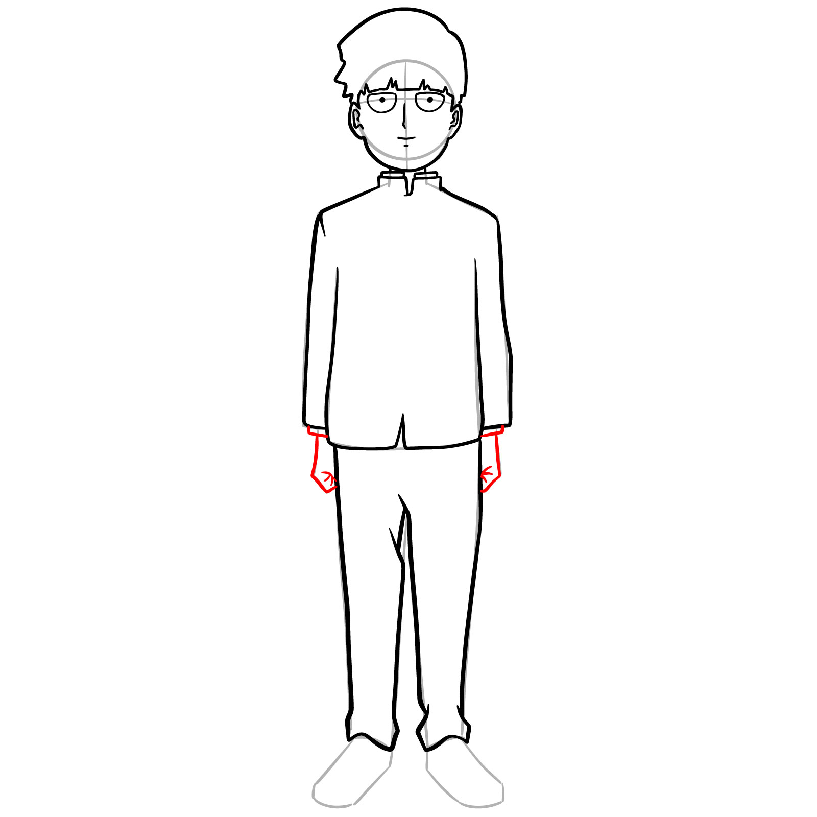 How to Draw Mob (Shigeo Kageyama) Full Body - step 11