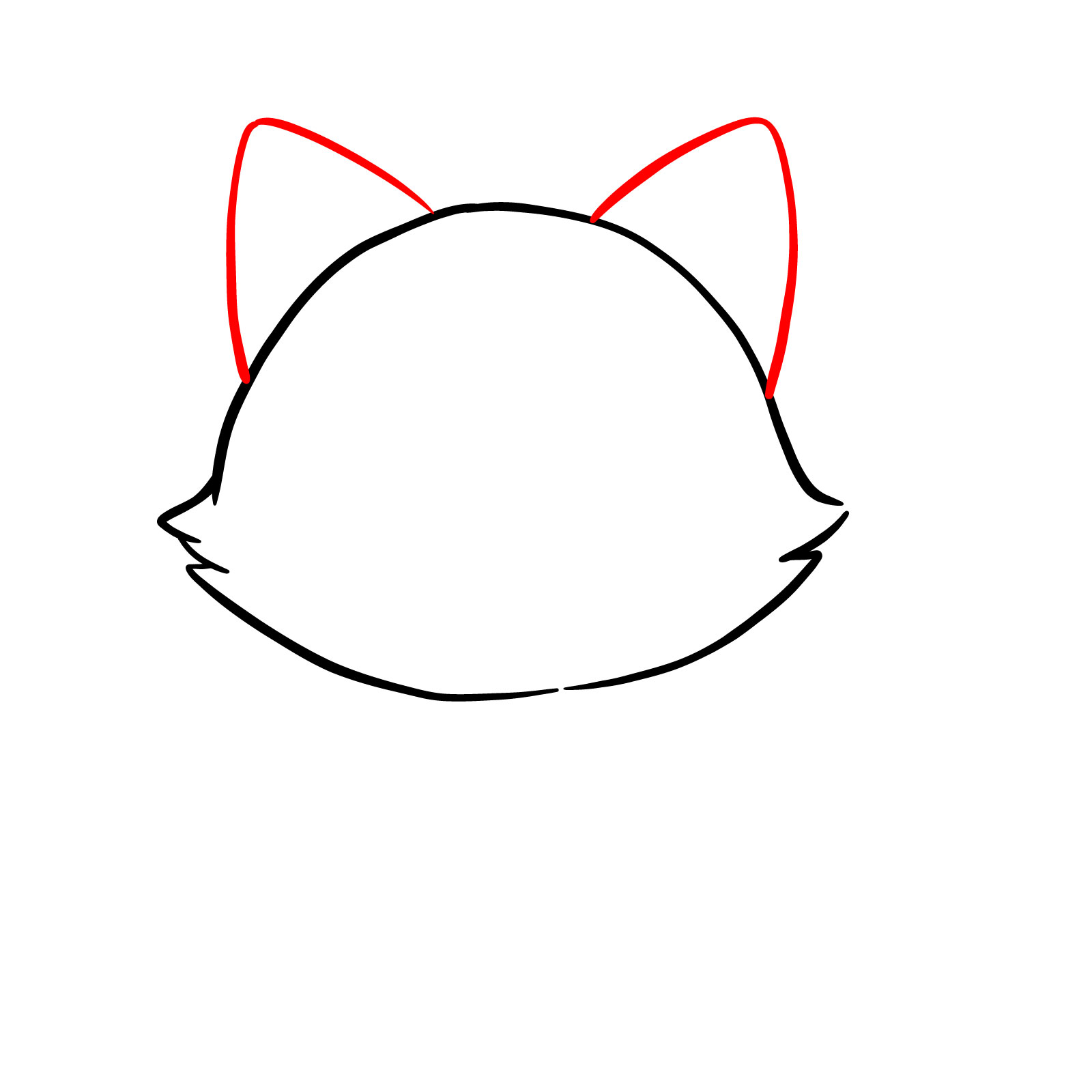 Triangular shapes for kitten ears added to the head - step 03