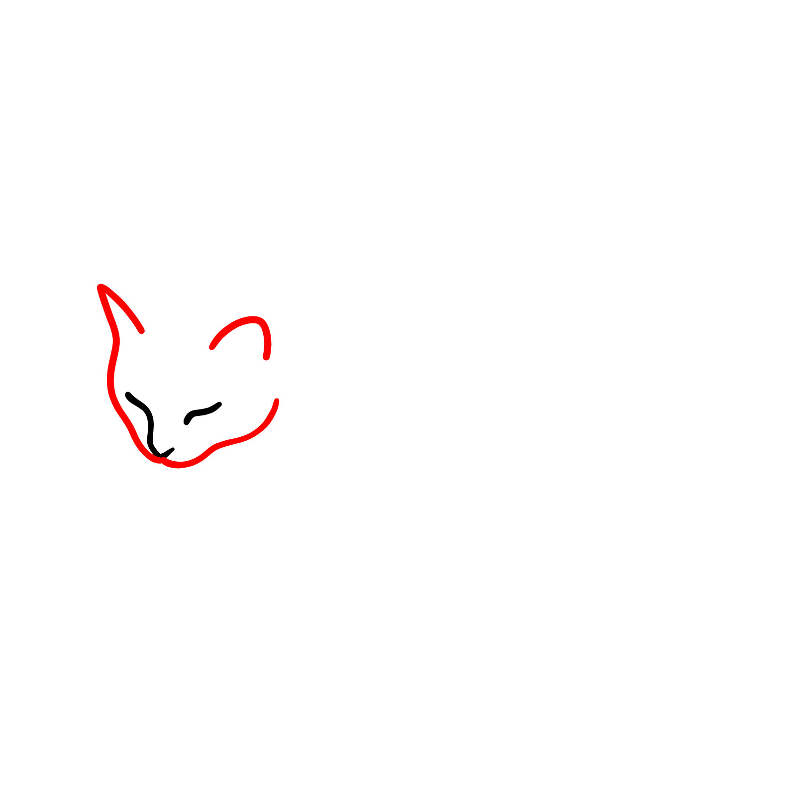 Outline of a cat's head and ears in a minimalistic style - step 02