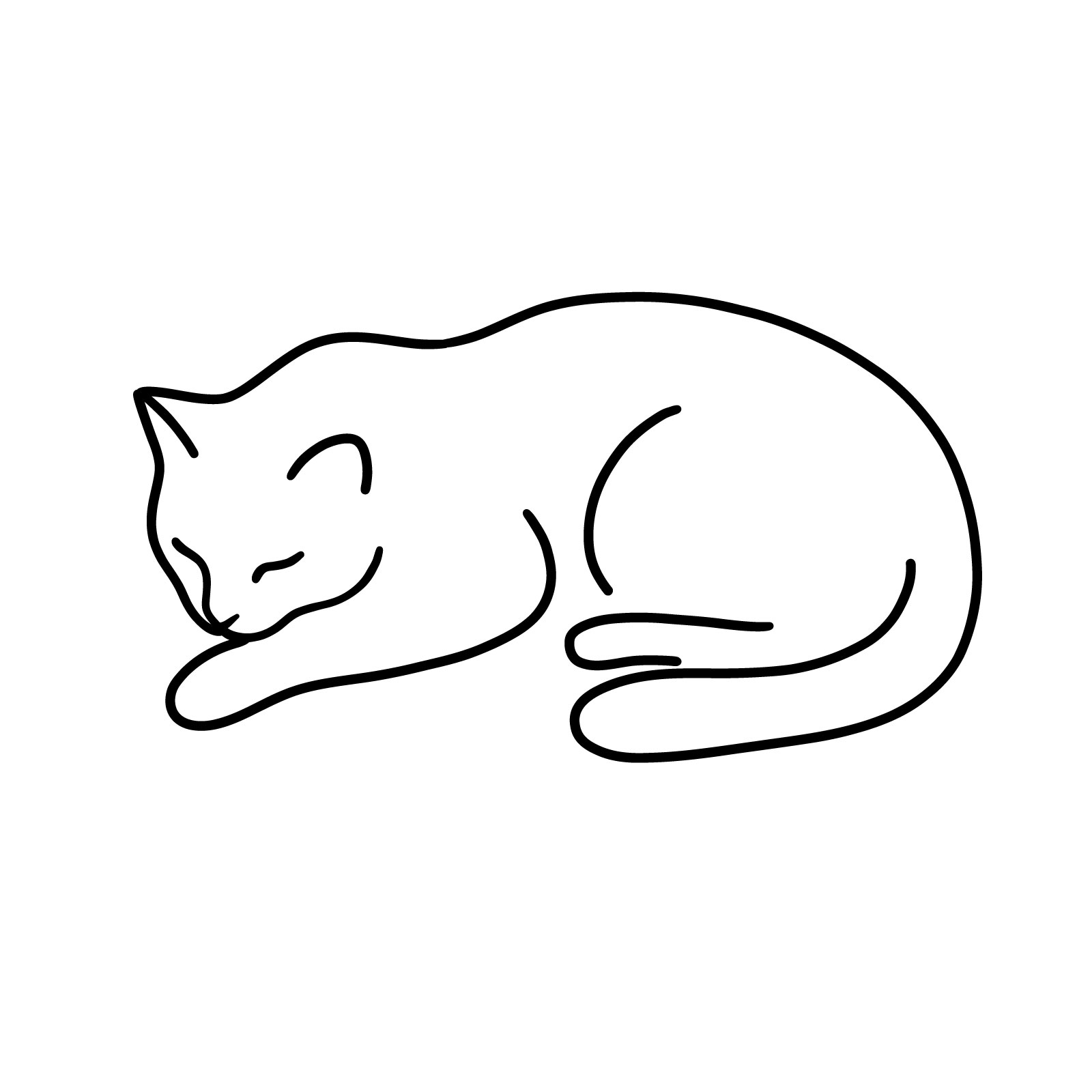 A minimalistic sleeping cat easy drawing - the result