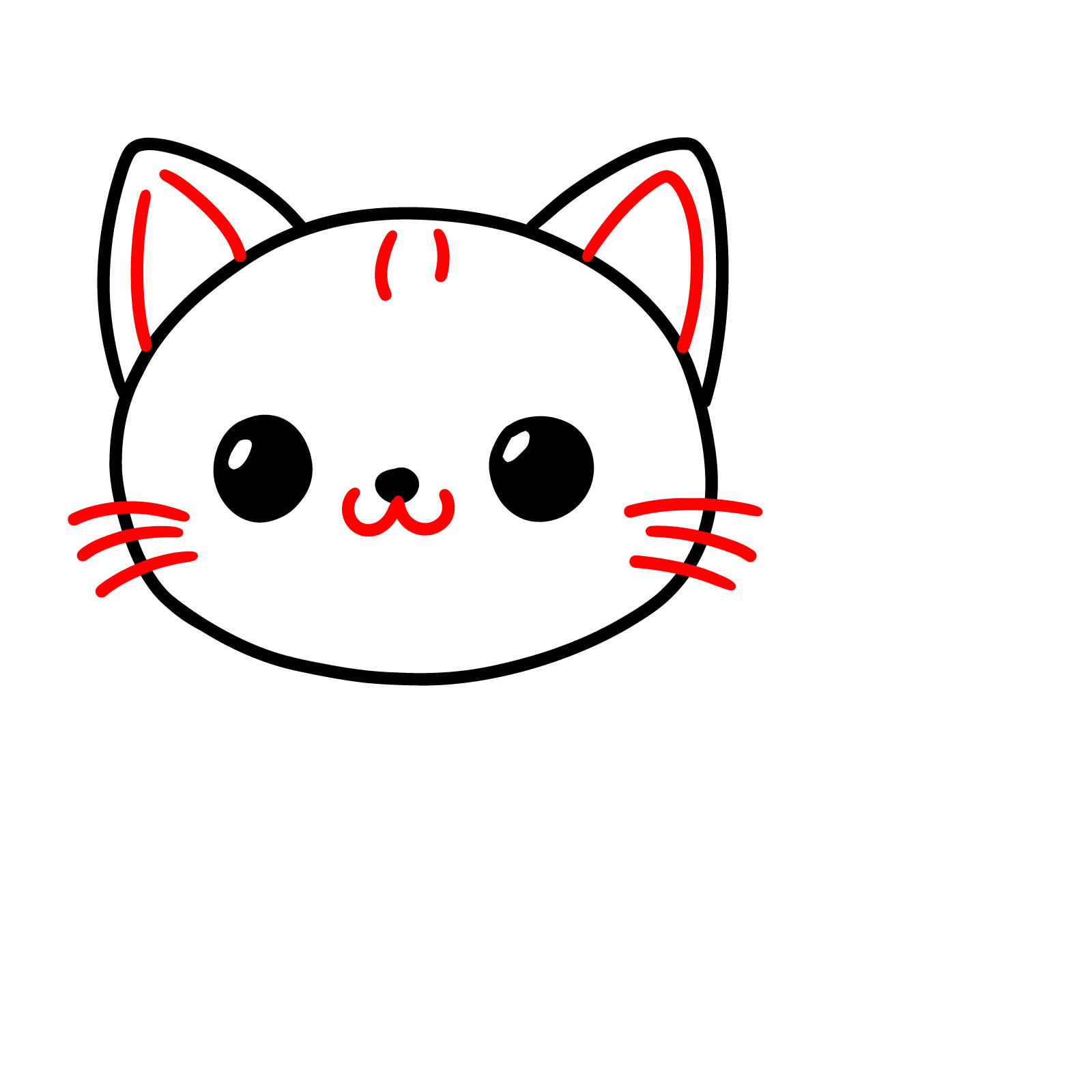 Chubby Cheeks Cat Easy Drawing - step 03