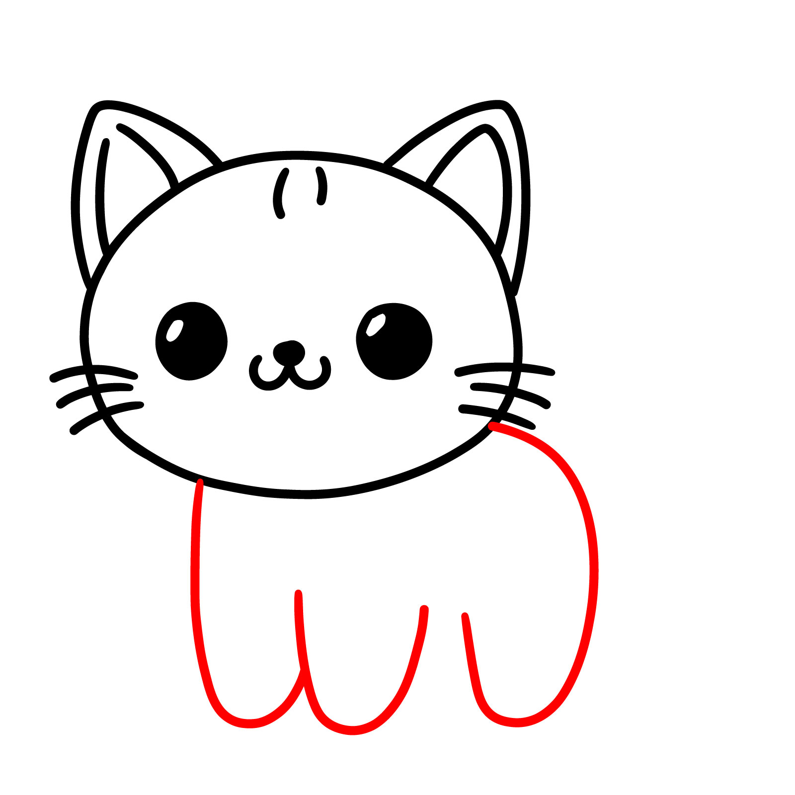 Chubby Cheeks Cat Easy Drawing - step 04