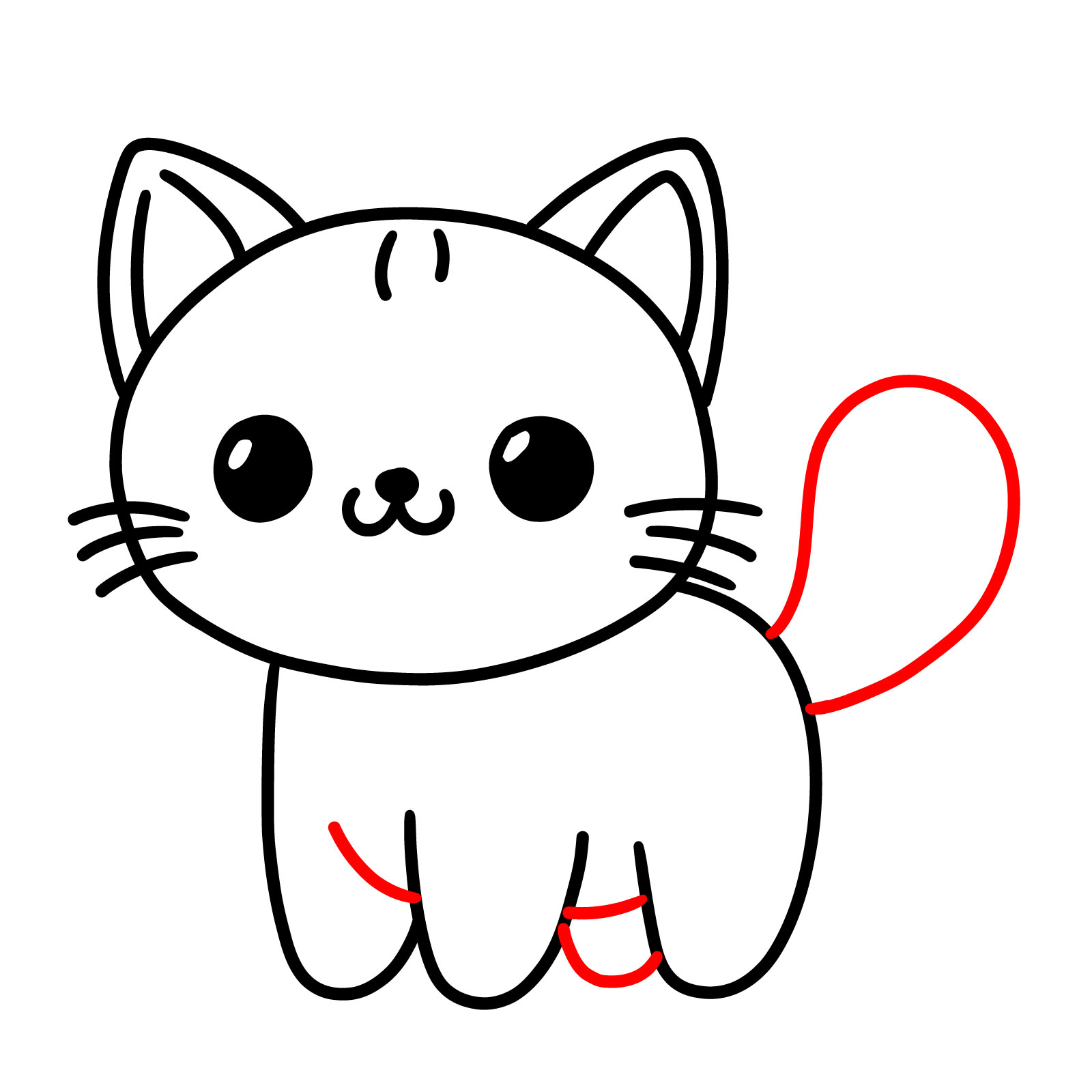 Chubby Cheeks Cat Easy Drawing - step 05