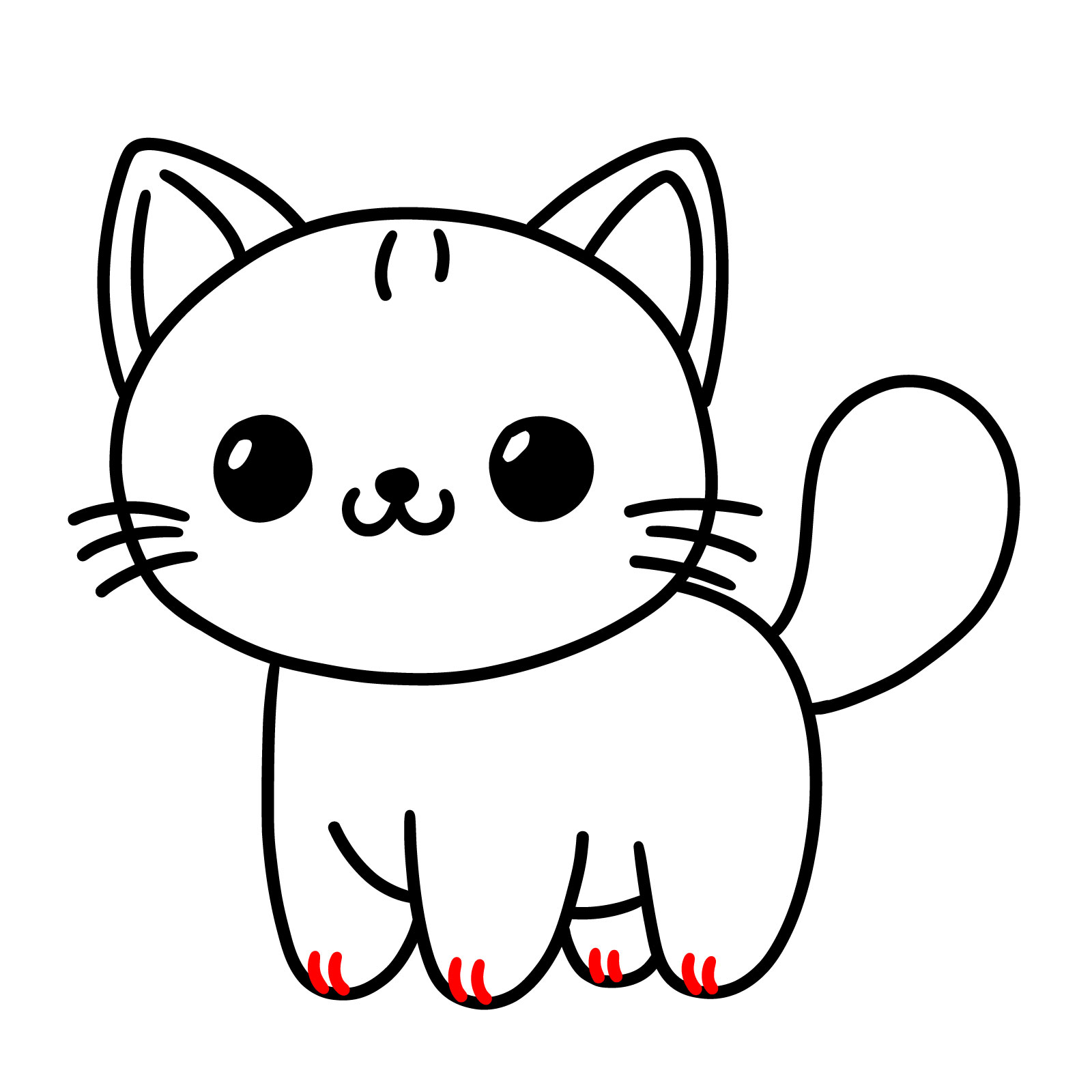 Chubby Cheeks Cat Easy Drawing - step 06