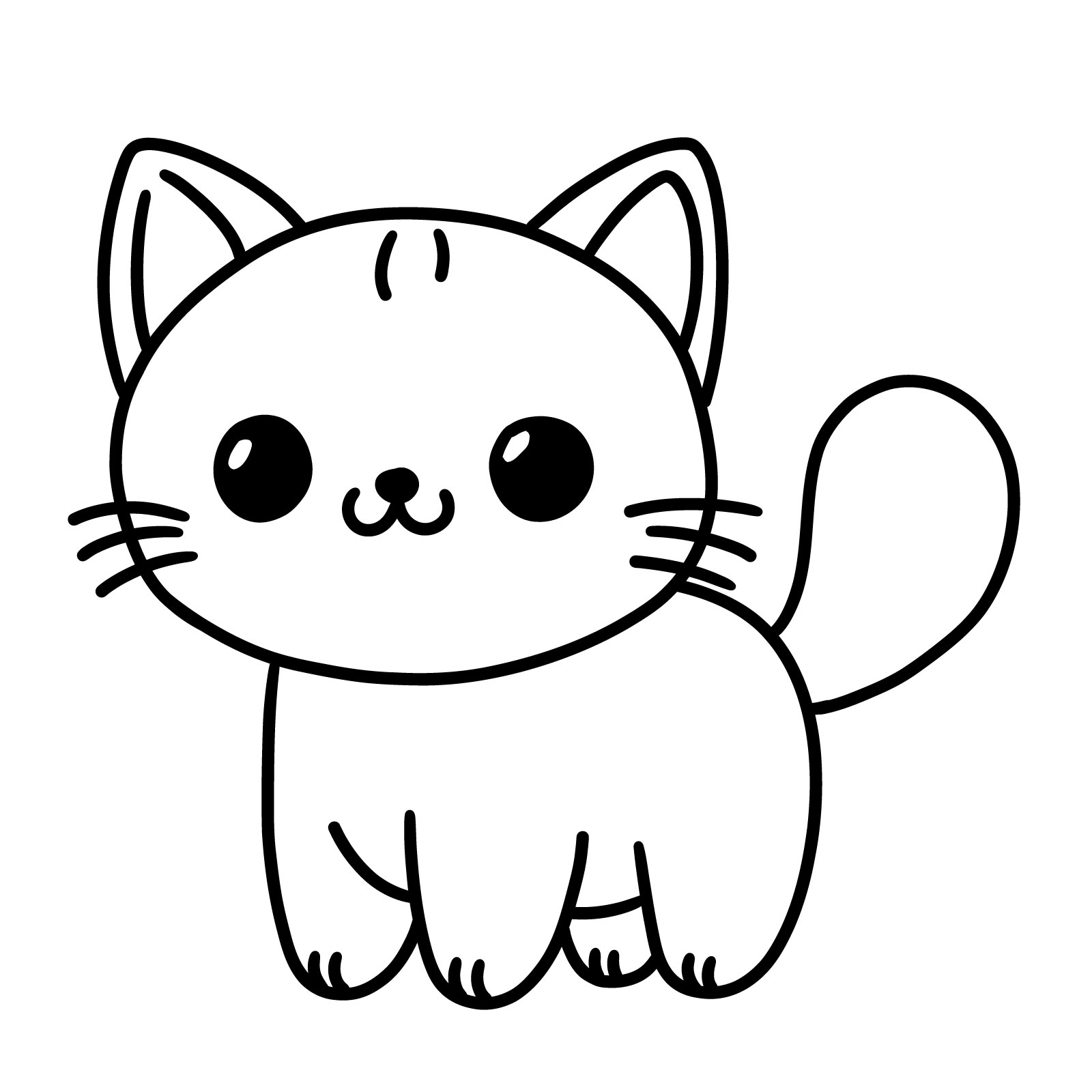 Chubby Cheeks Cat Easy Drawing - step 07