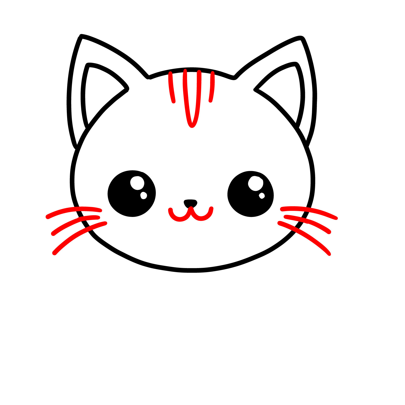 How to draw a Kawaii Cat - step 04