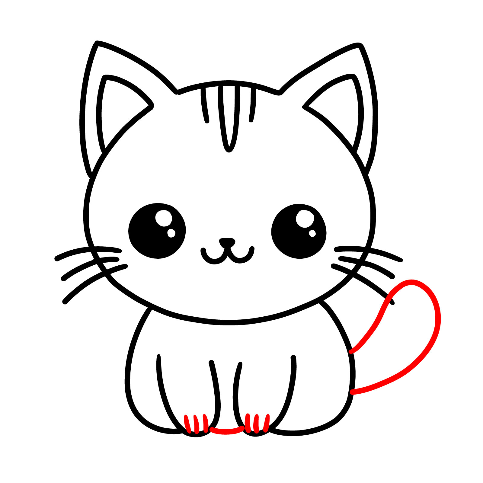 How to draw a Kawaii Cat - step 06