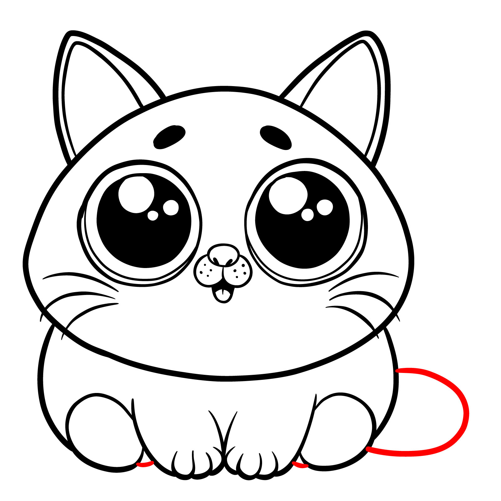 Pudgy Paws Cat Easy Drawing - step 10