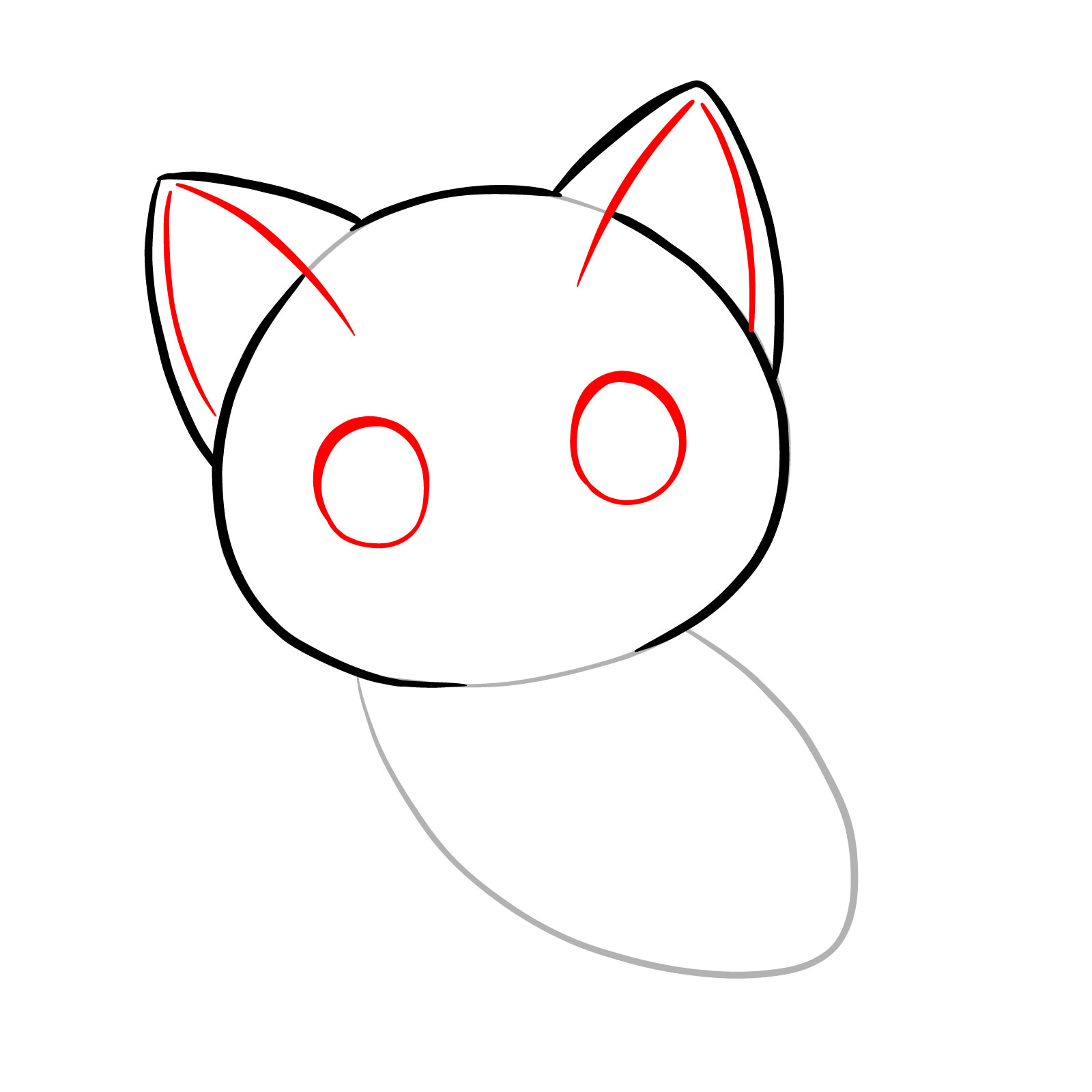 How to draw an anime cat - step 04