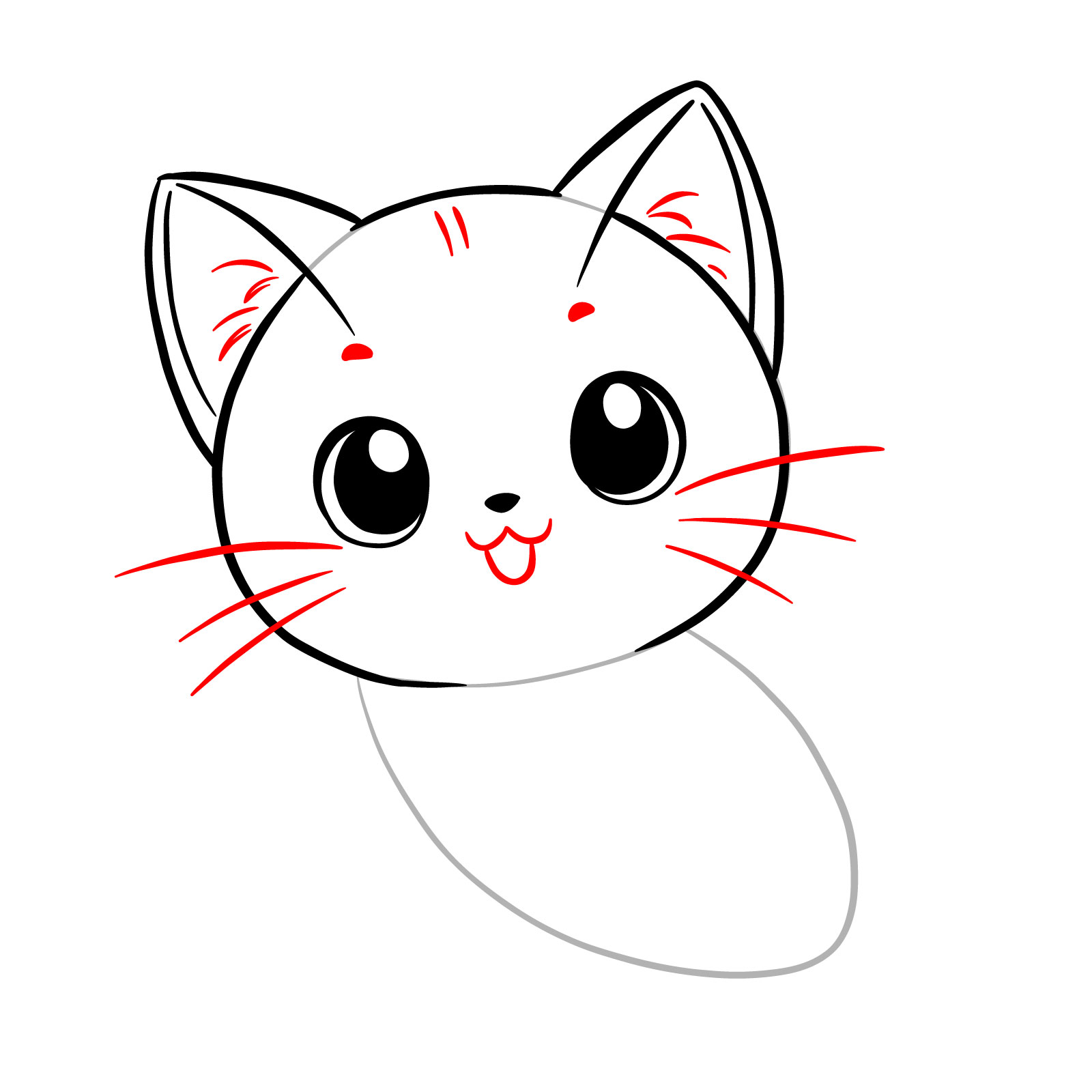How to draw an anime cat - step 06