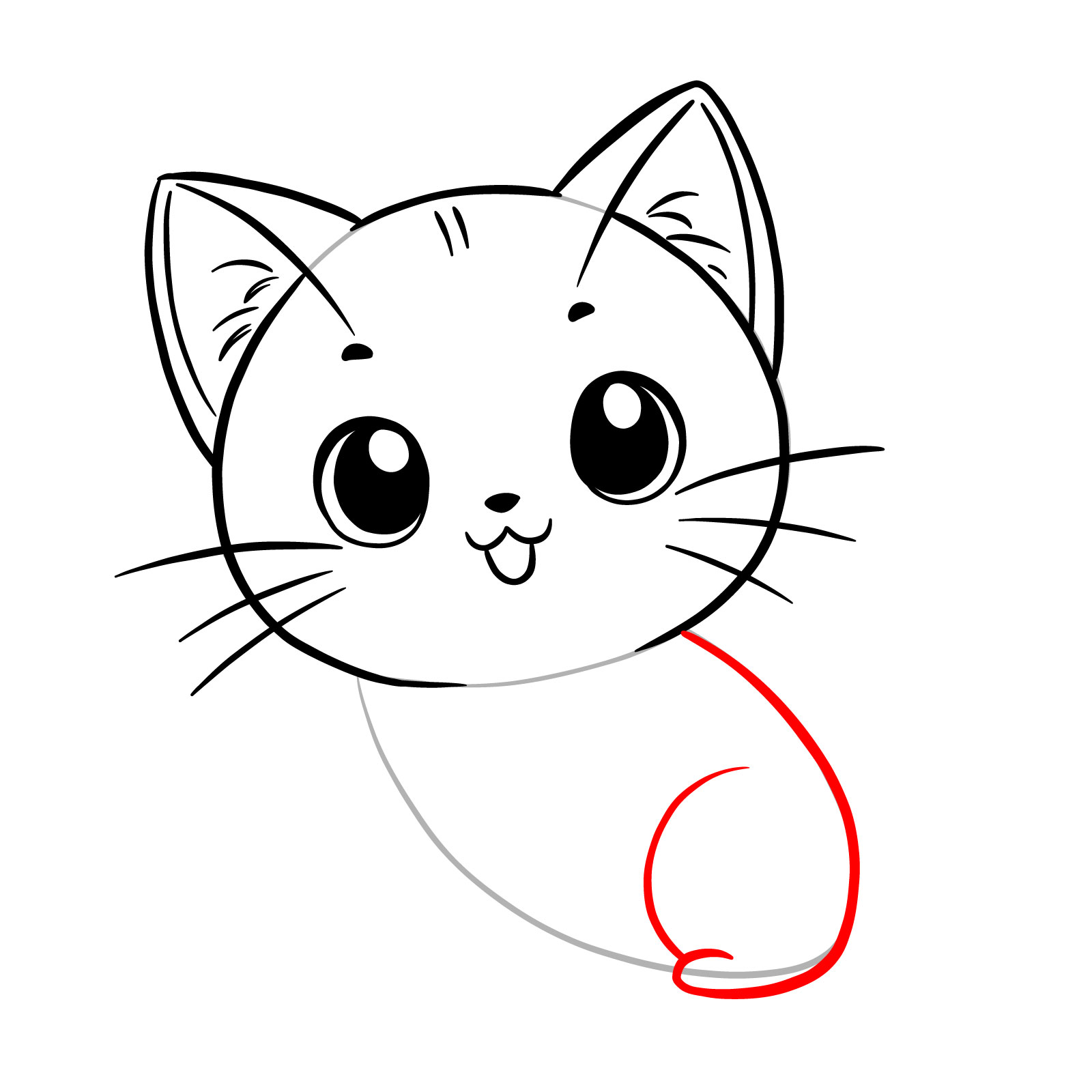 How to draw an anime cat - step 07