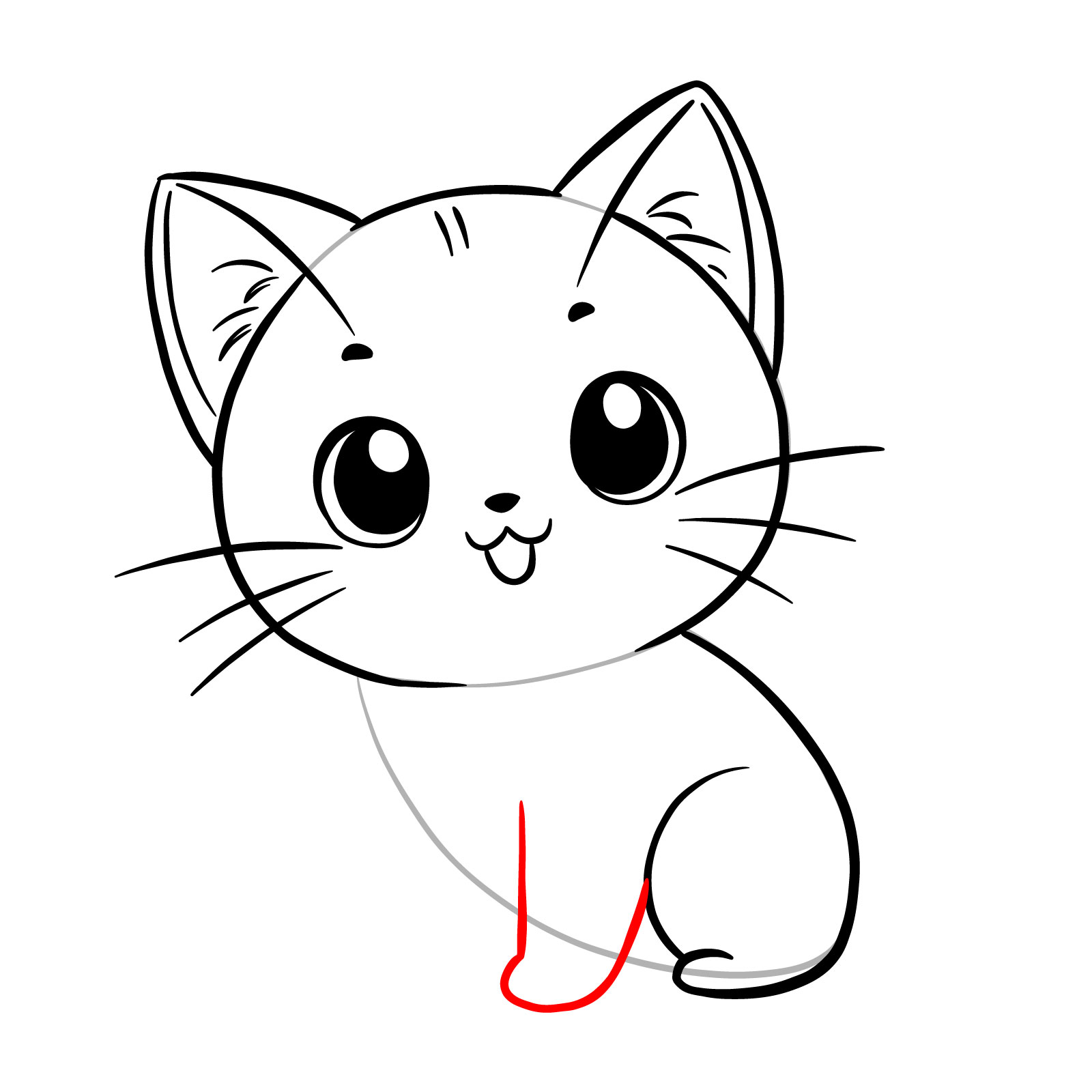 How to draw an anime cat - step 08