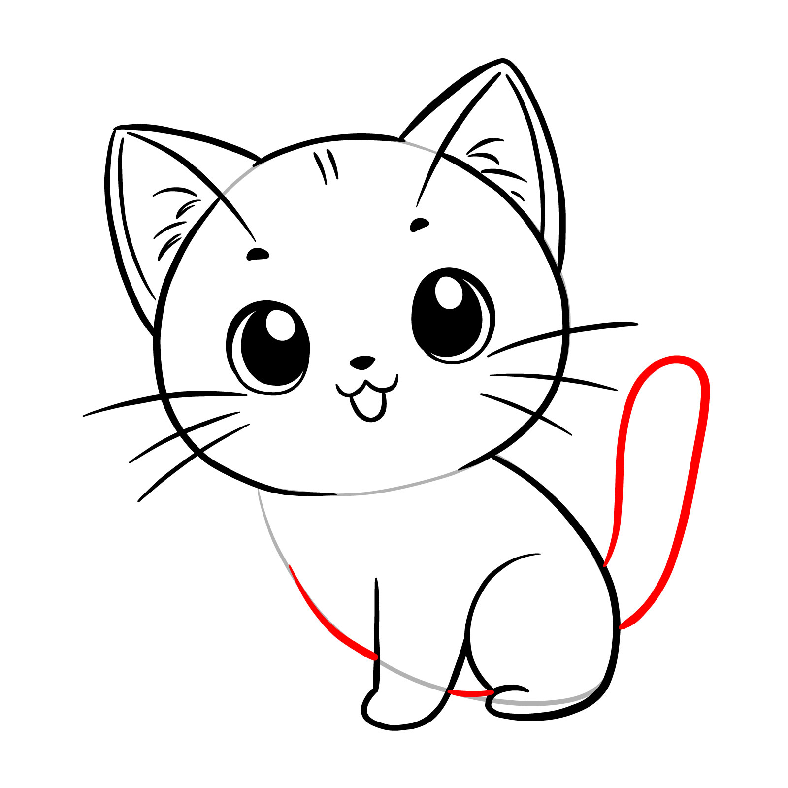 How to draw an anime cat - step 09