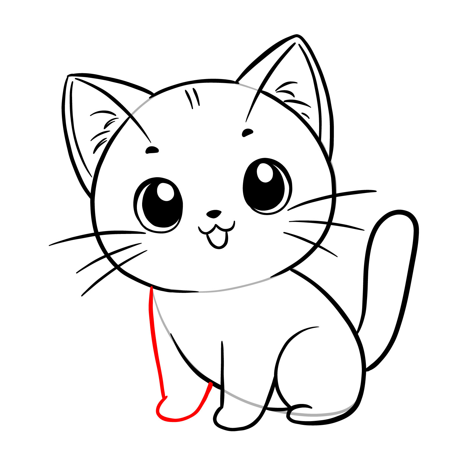 How to draw an anime cat - step 10