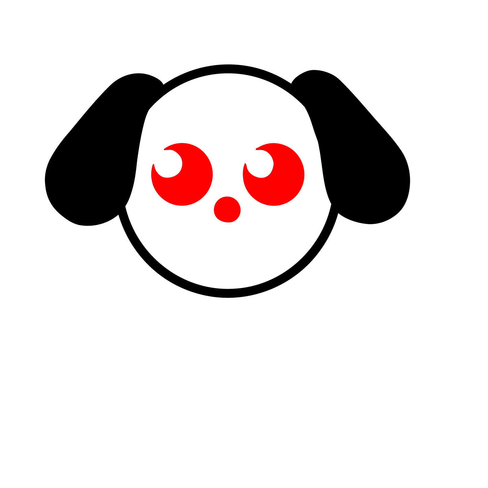 Simple dog drawing step 3 - drawing the nose and eyes - step 03