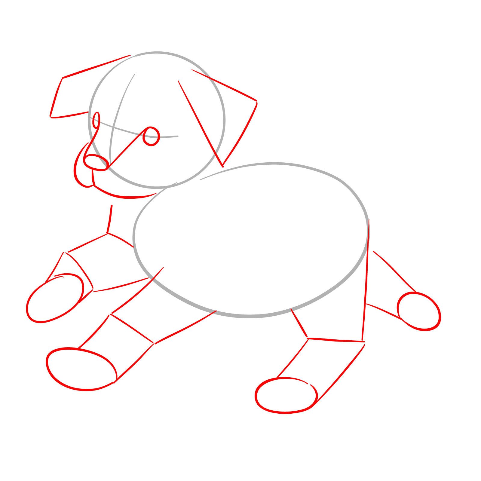 How to Draw a Running Puppy - step 02
