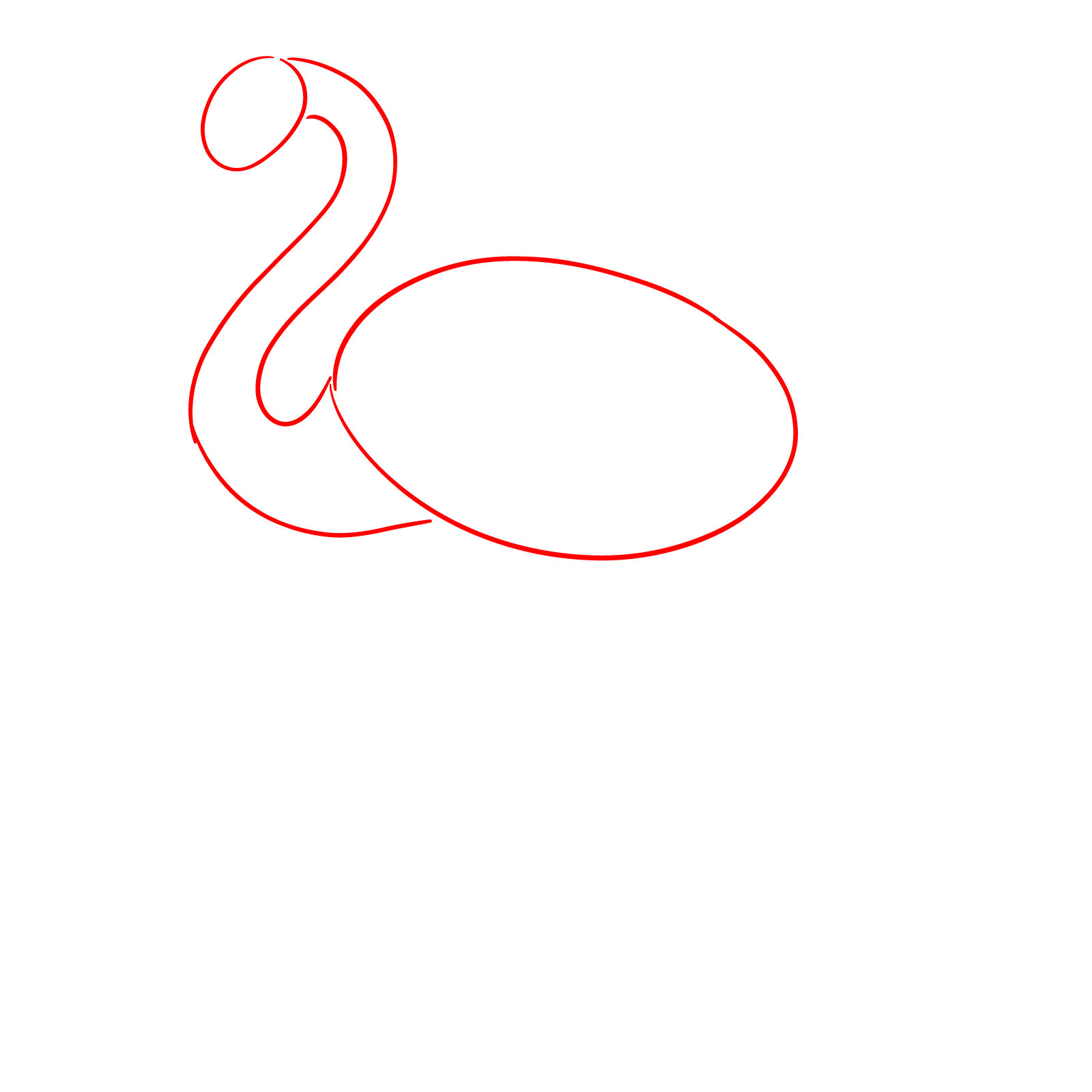 Basic ovals for flamingo drawing proportions - step 01