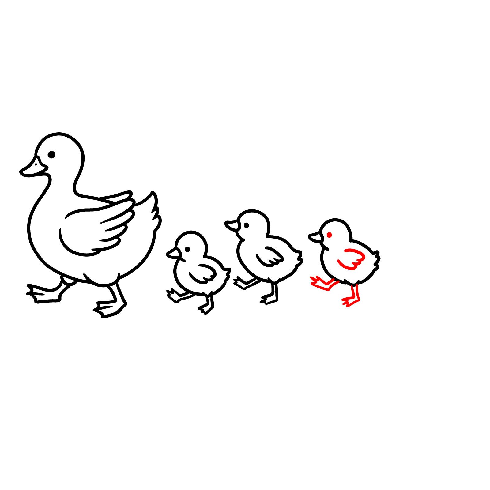 How to Draw Ducklings Following a Mother Duck - step 15