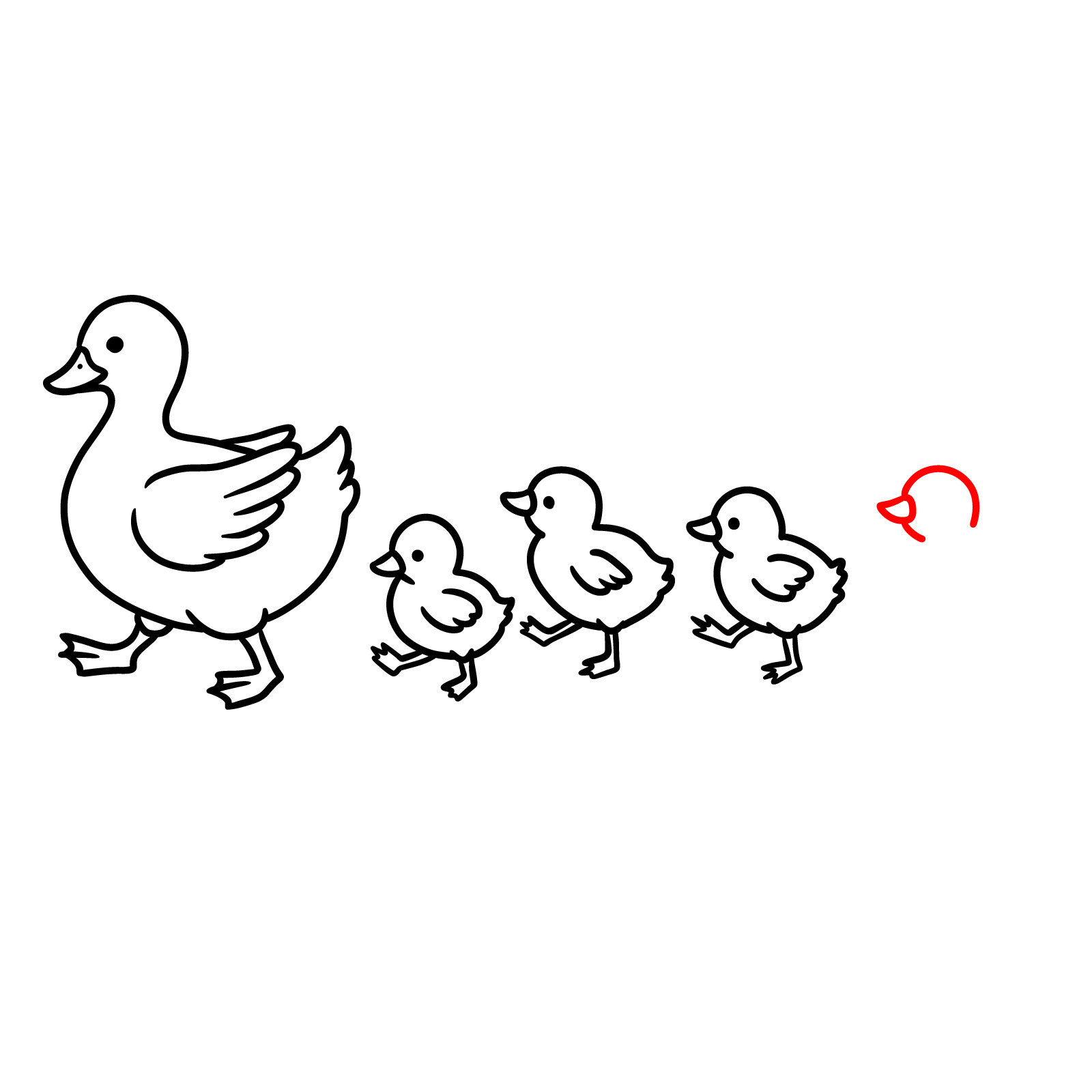 How to Draw Ducklings Following a Mother Duck - step 16