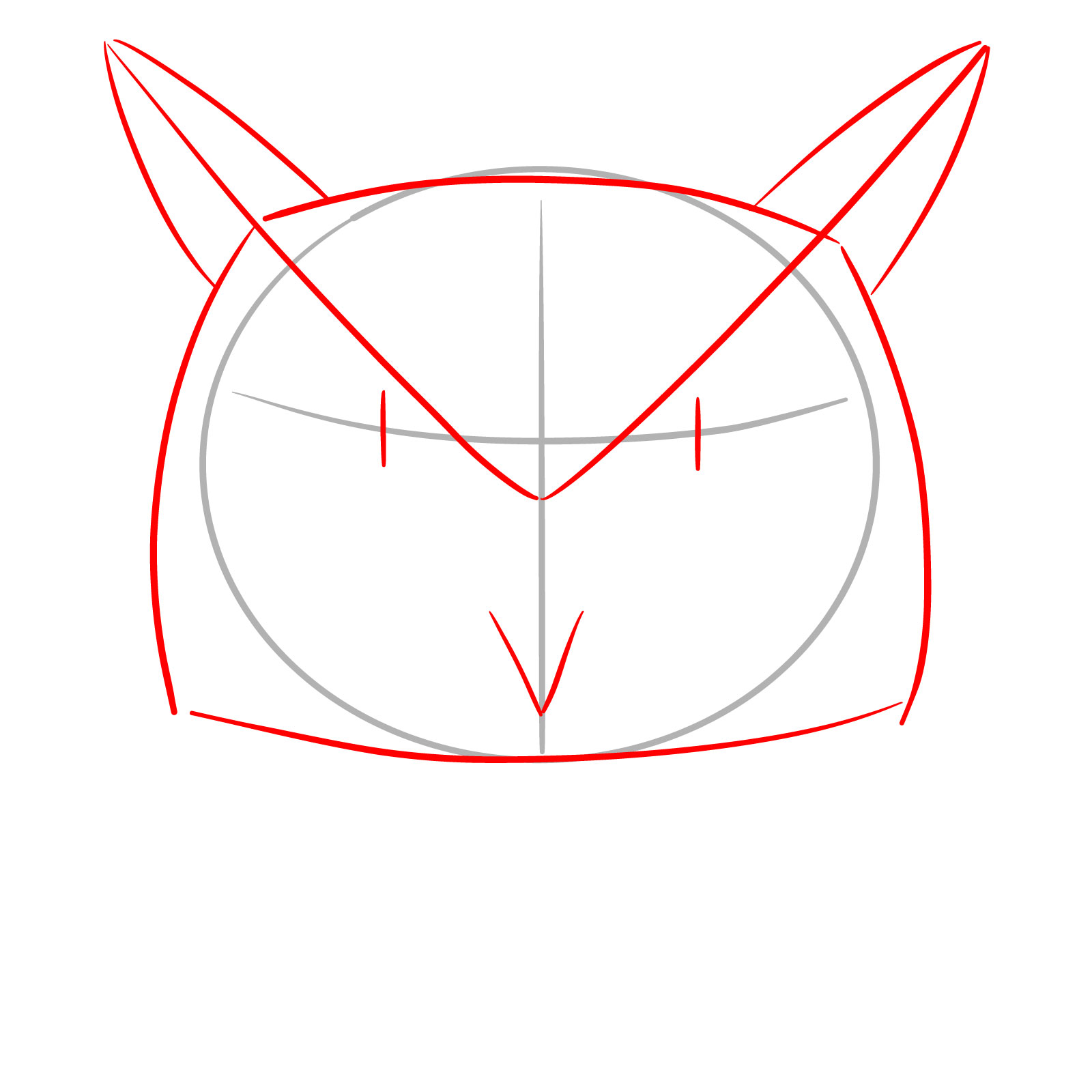How to Draw an Owl Head in Front View - step 02
