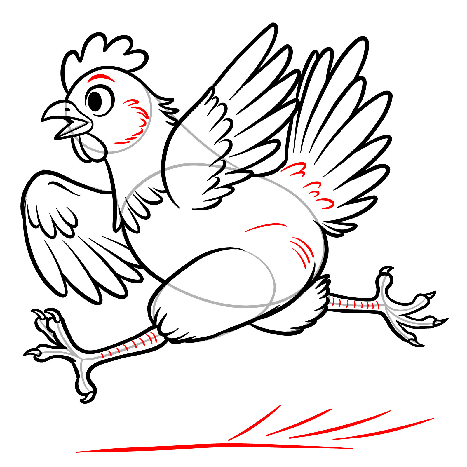 How to Draw a Running Chicken - step 17