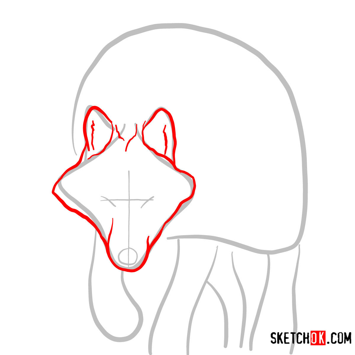 How to draw an Arctic wolf | Wild Animals - step 02