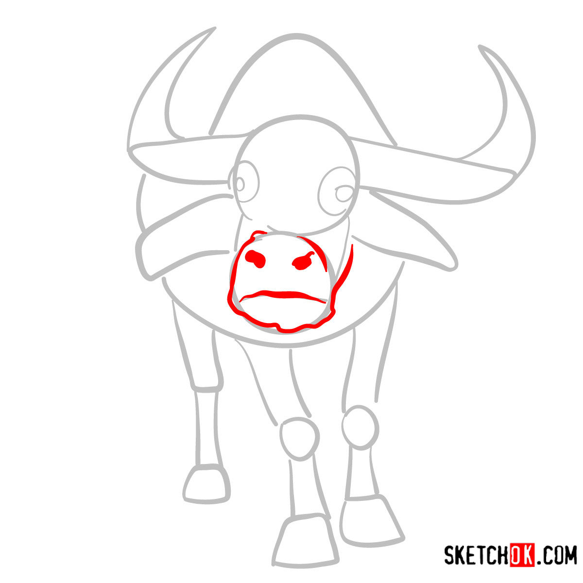 How to draw a buffalo | Wild Animals - step 03