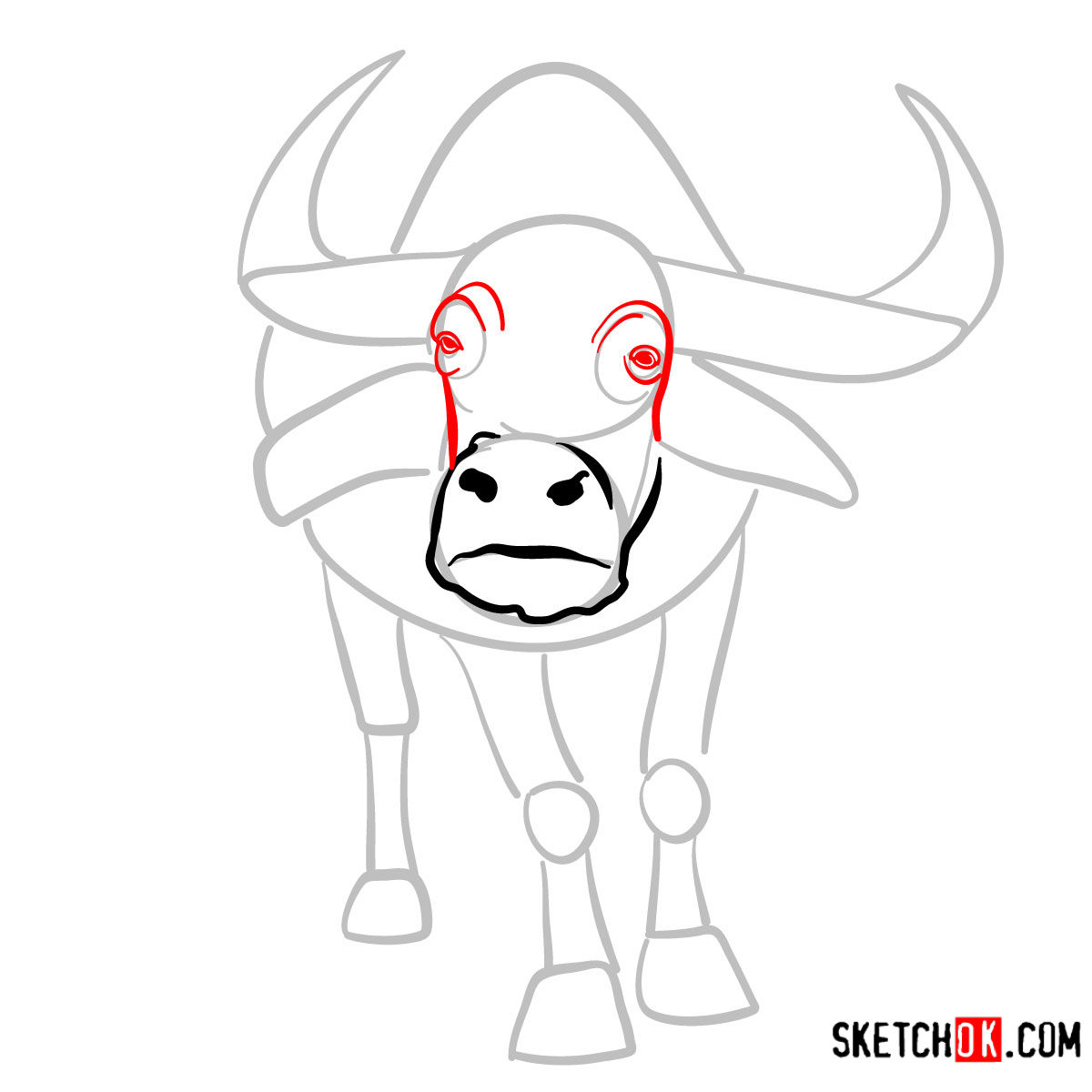 How to draw a buffalo | Wild Animals - step 04