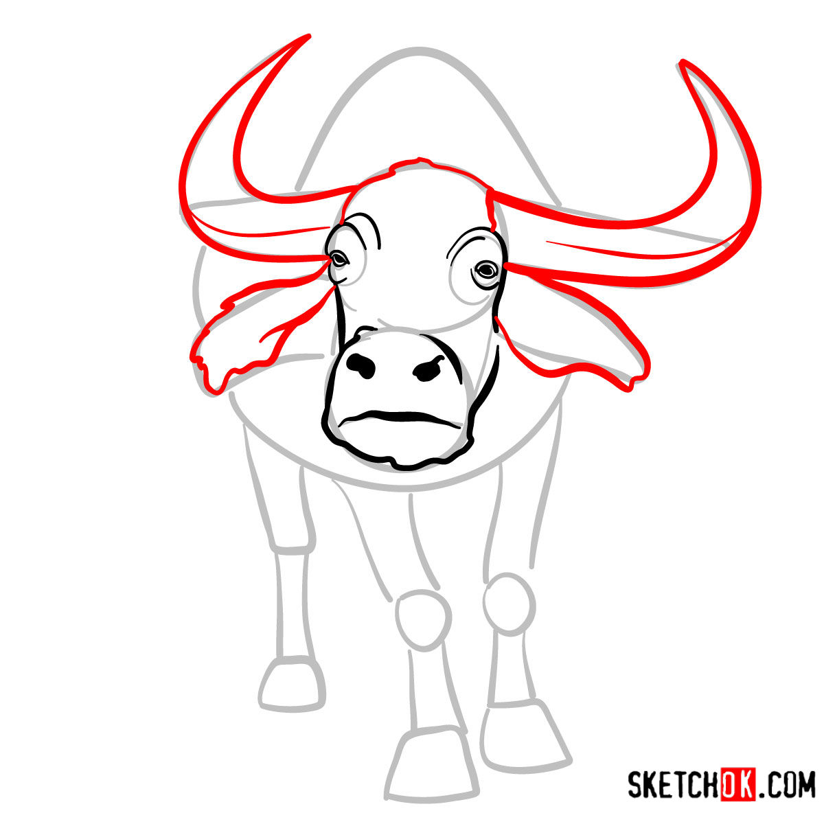 How to draw a buffalo | Wild Animals - step 05