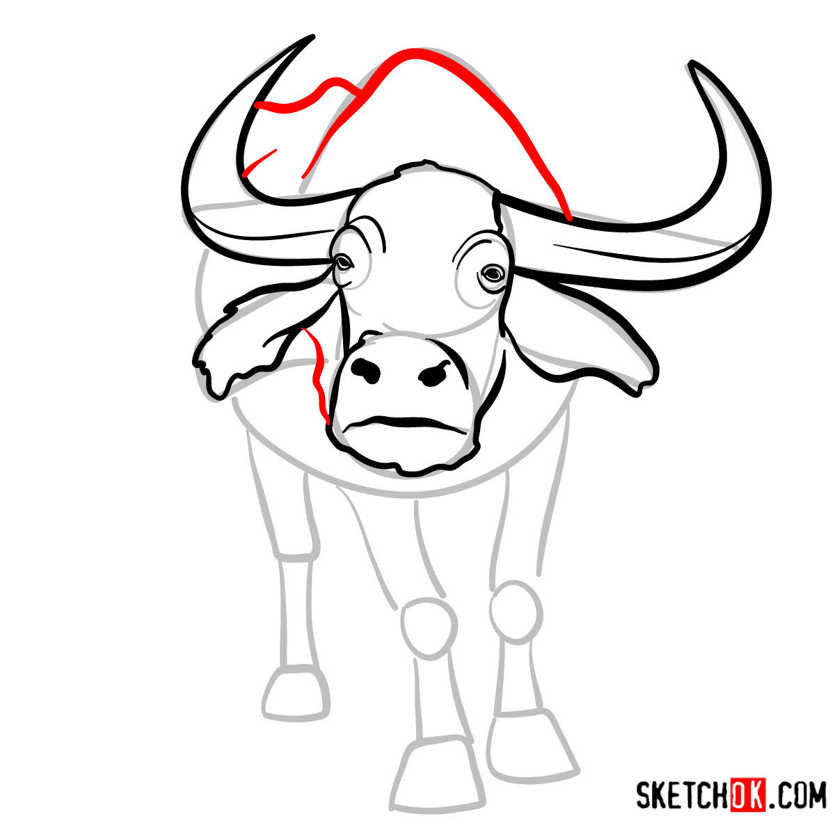 How to draw a buffalo | Wild Animals - step 06