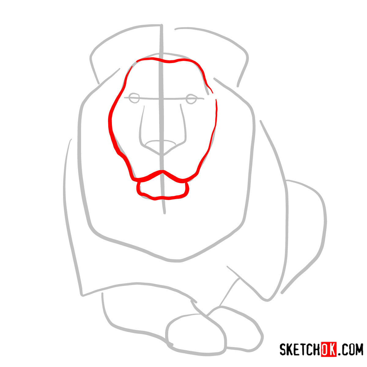 How to draw a Lion head | Wild Animals - step 03