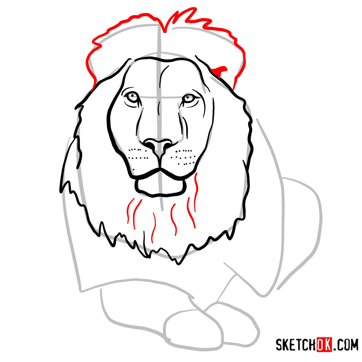 How to draw a Lion head | Wild Animals - step 07