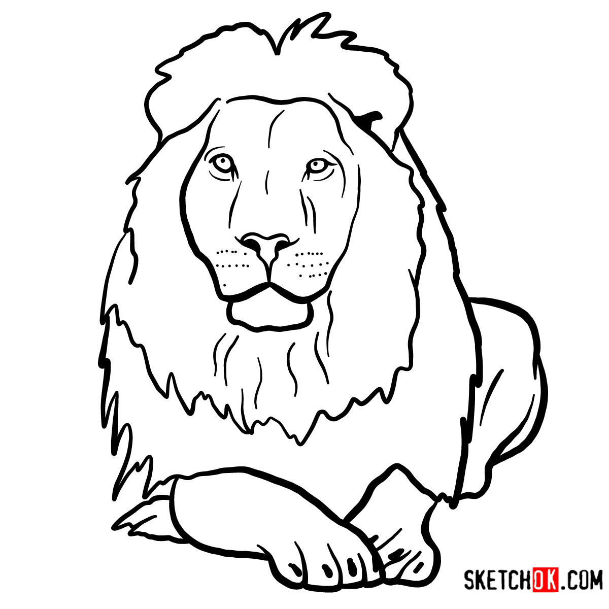 How to draw a Lion’s head | Wild Animals - Sketchok easy drawing guides