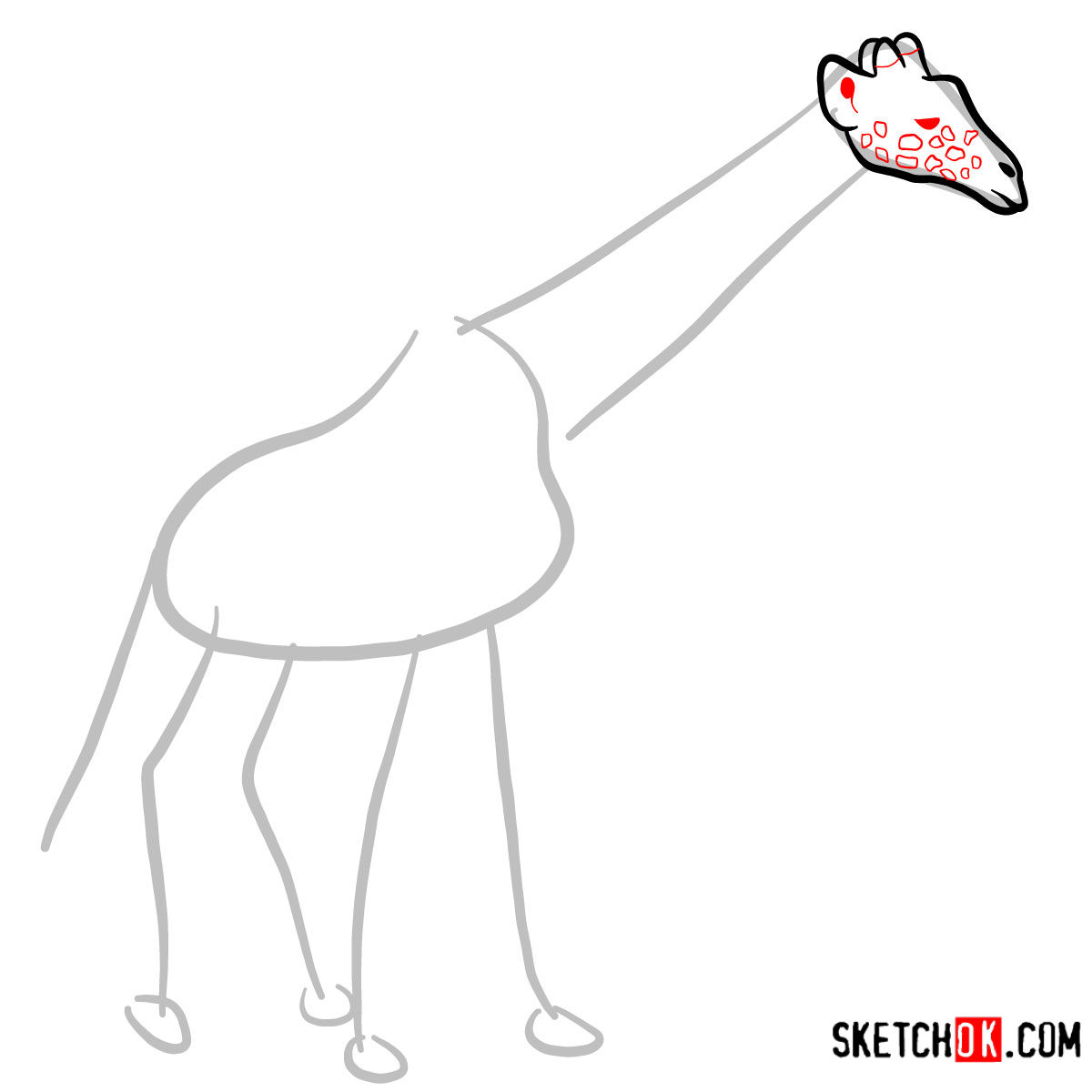 How to draw a Giraffe in full growth | Wild Animals - step 03