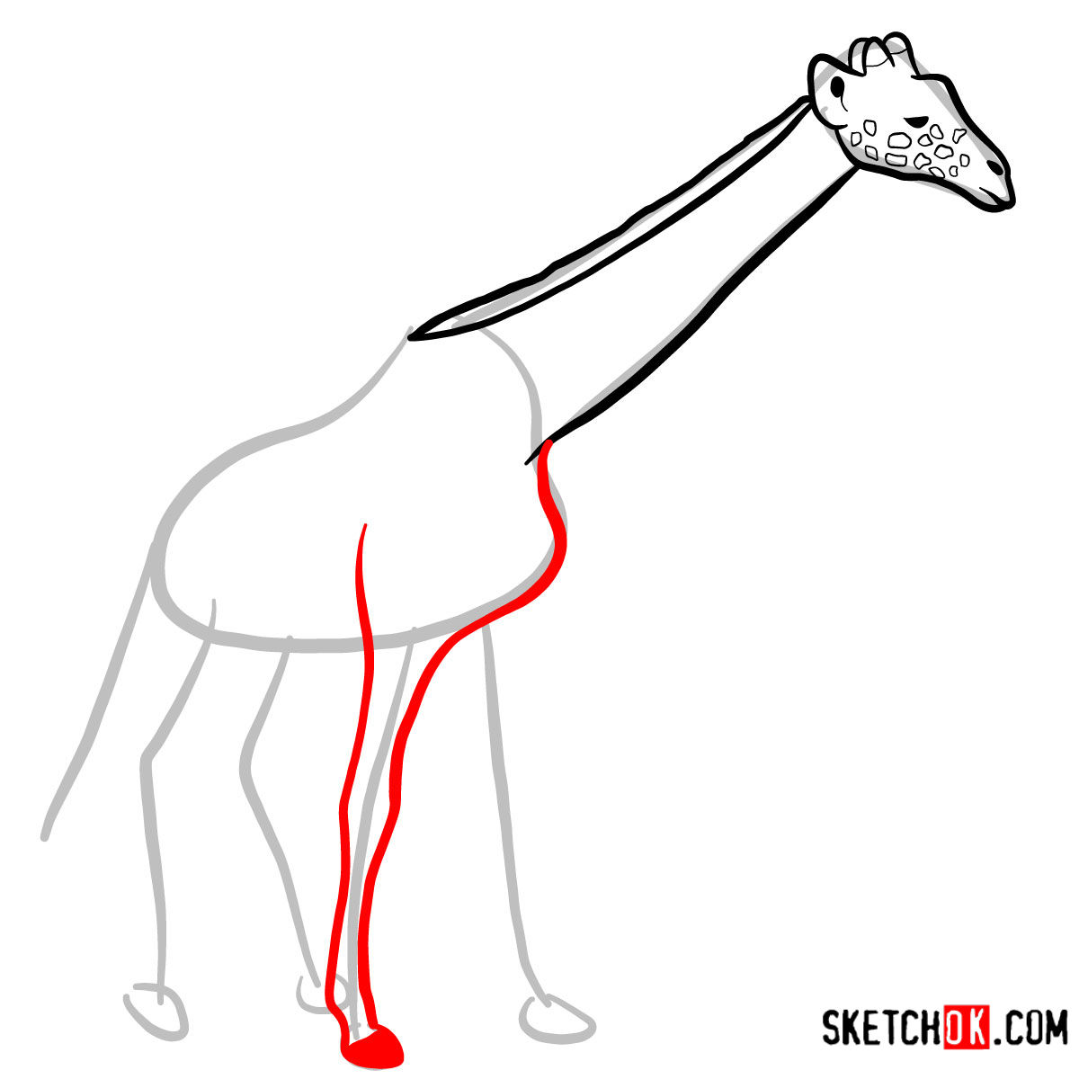 How to draw a Giraffe in full growth | Wild Animals - step 05