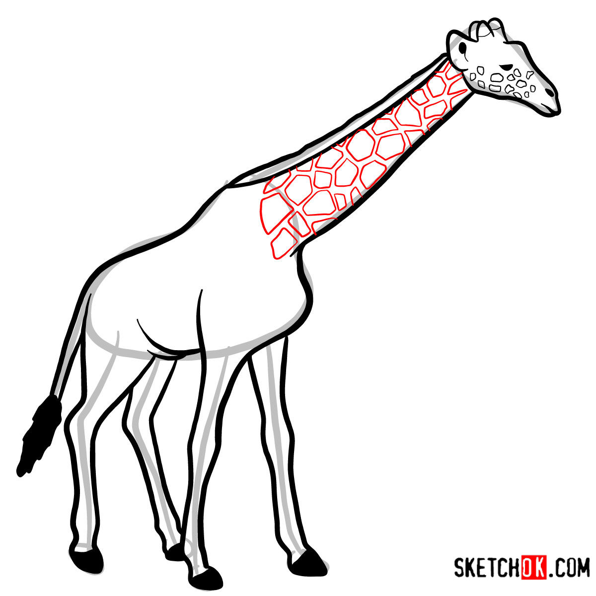 How to draw a Giraffe in full growth | Wild Animals - step 10