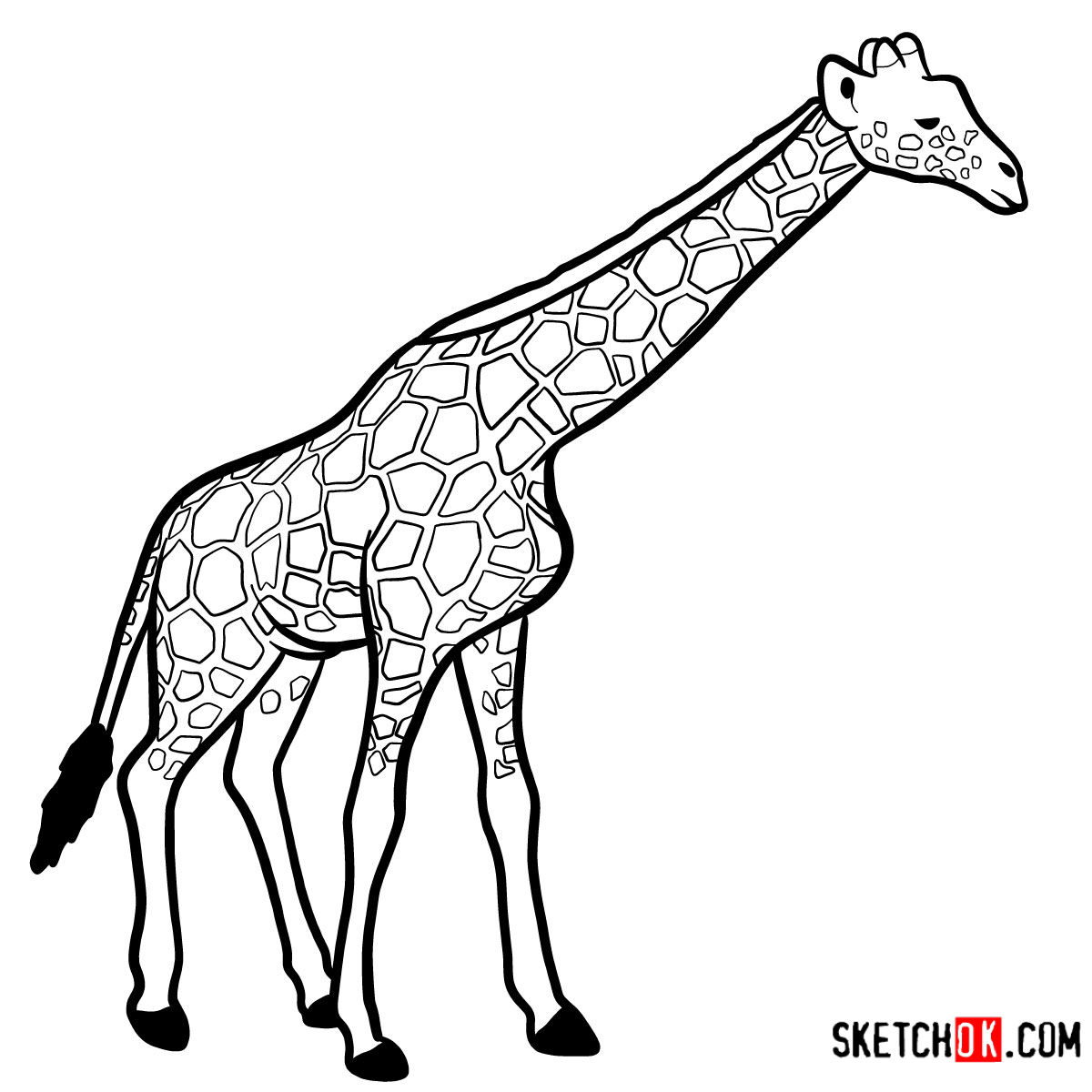 Cute Giraffe Coloring Page Vector Illustration On White Stock Illustration  - Download Image Now - iStock