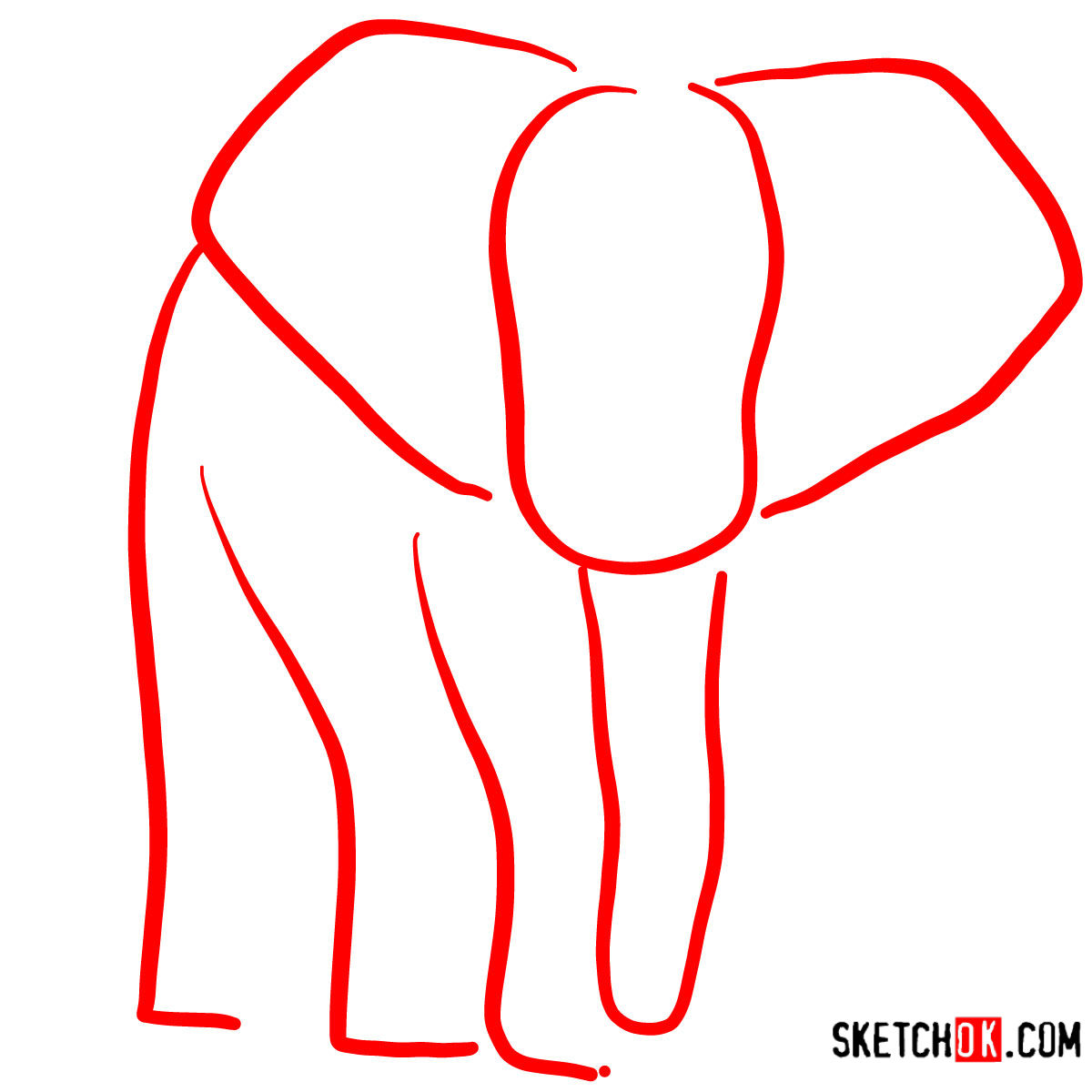 How to draw an Elephant front view | Wild Animals - step 01