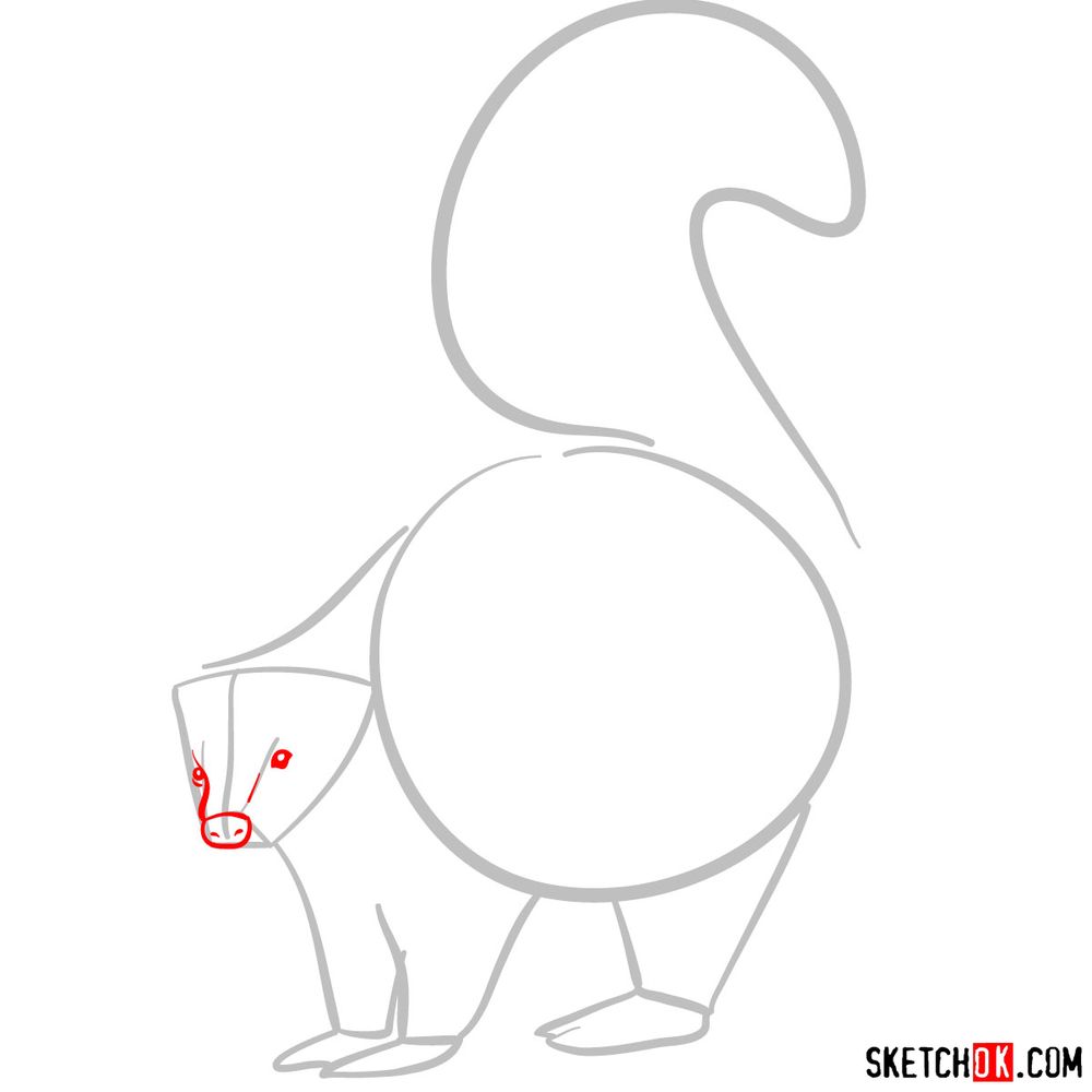 How to draw a skunk - step 03