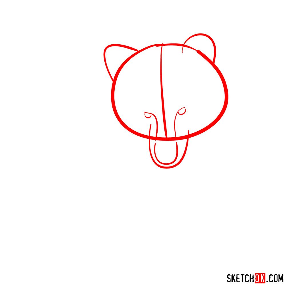 How to draw a Grizzly bear (front view) - step 01