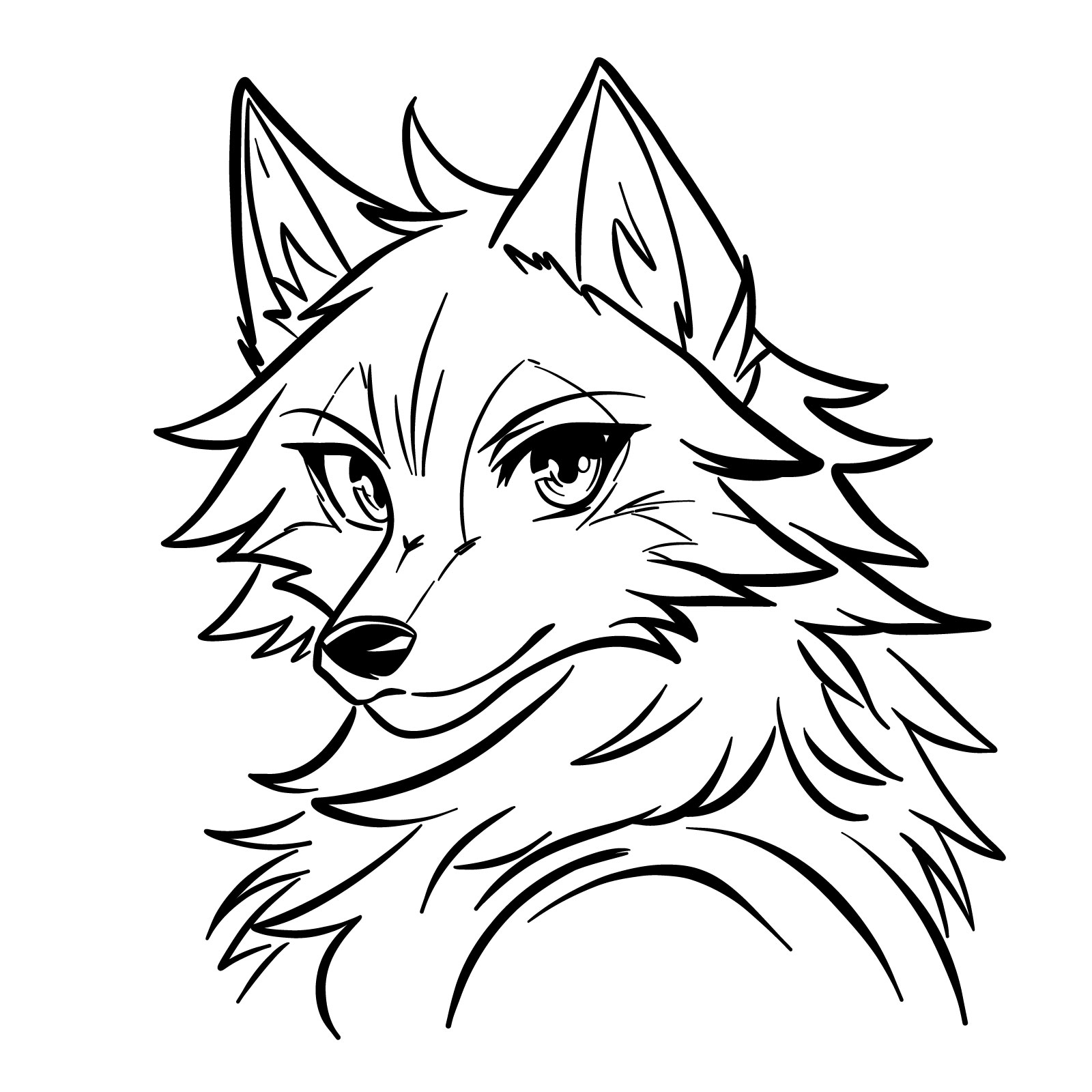 How to draw anime wolf's face - easy step-by-step drawing guide