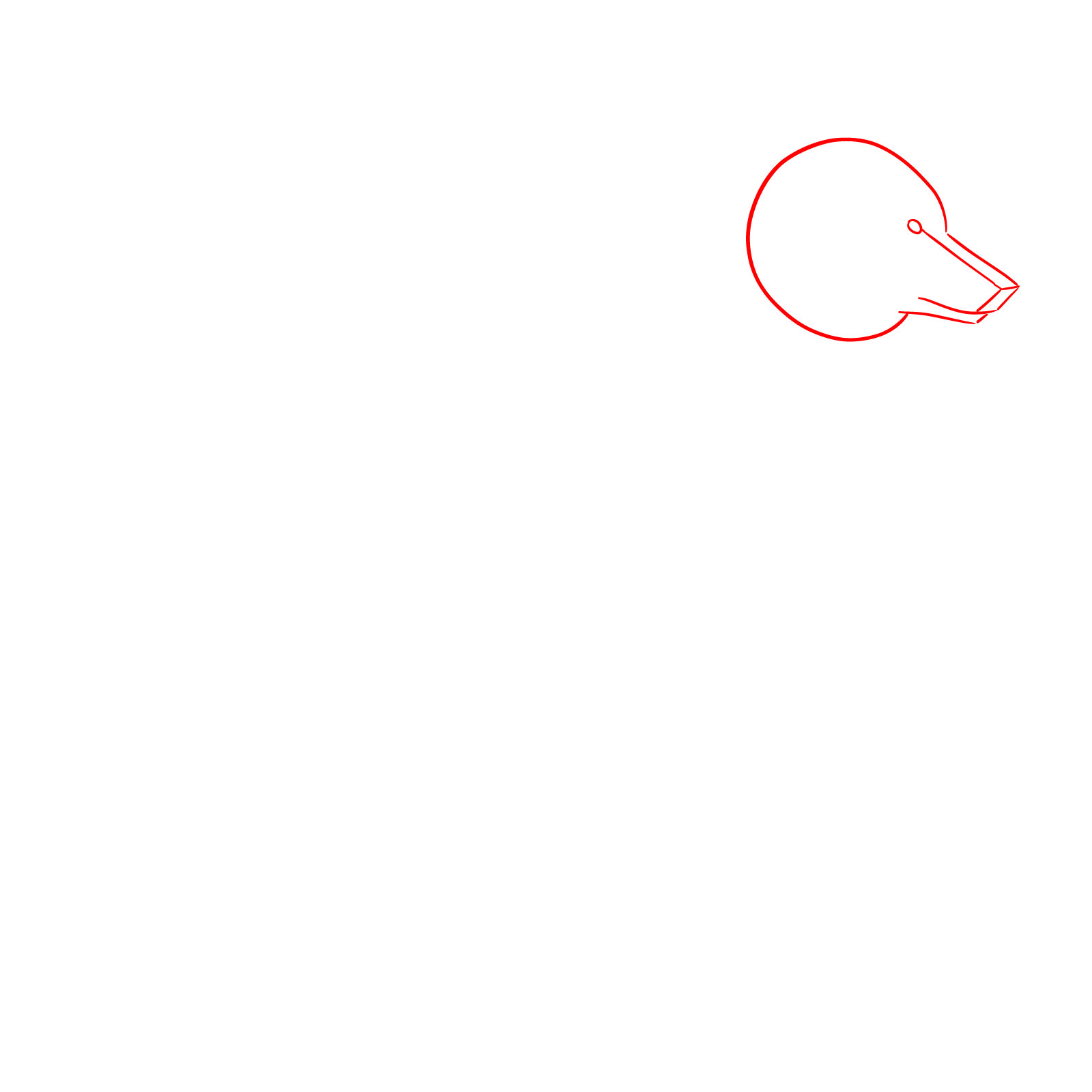 Outline drawing of a wolf's head for a wolf side view drawing guide - step 01