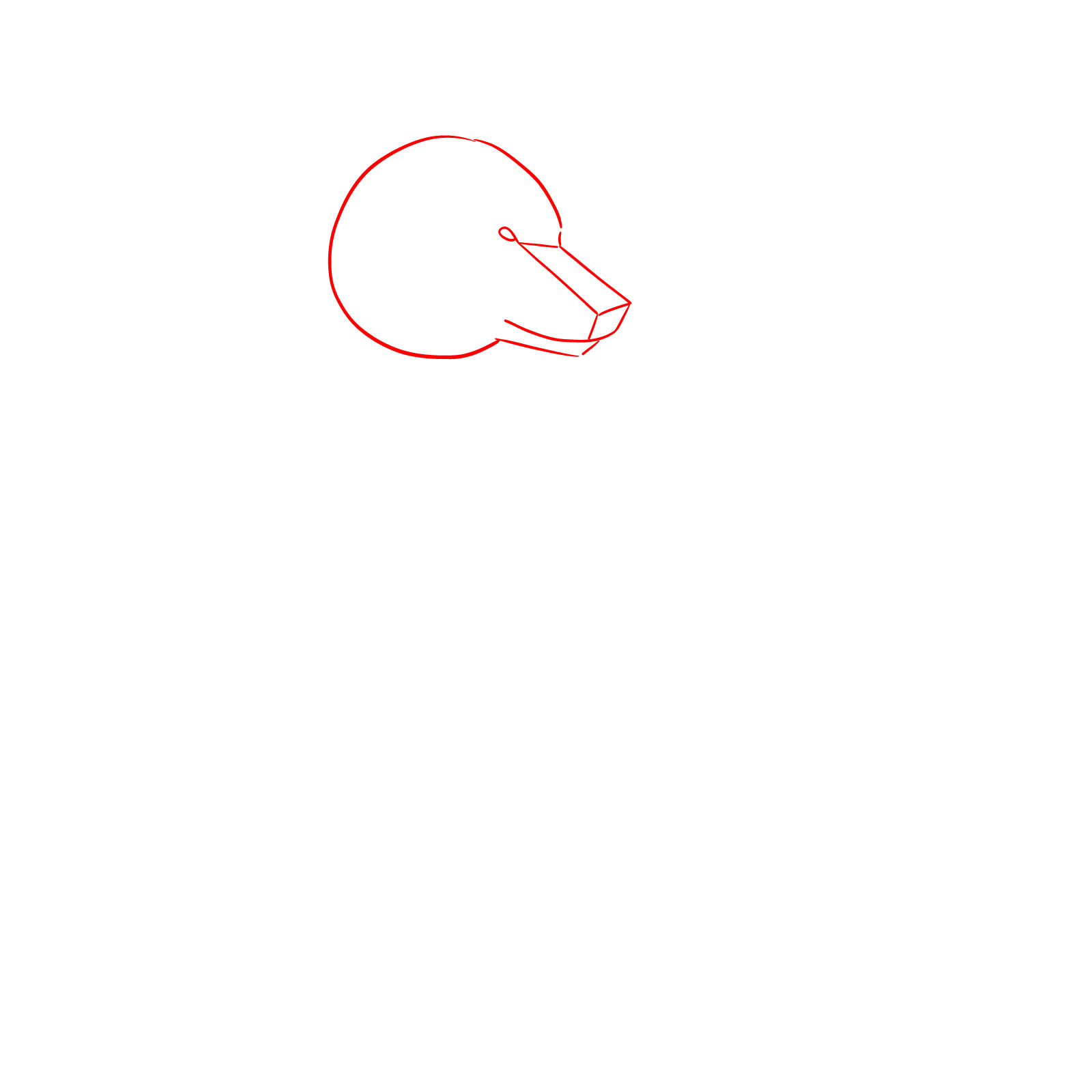 Sketch of a wolf's head for a sitting wolf side view drawing - step 01