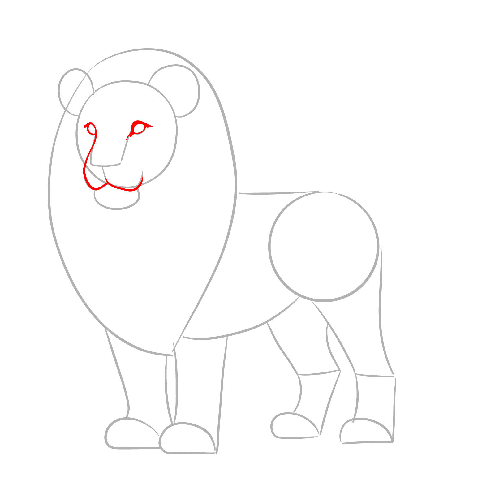 Detailing the eyes and muzzle of the lion - step 03