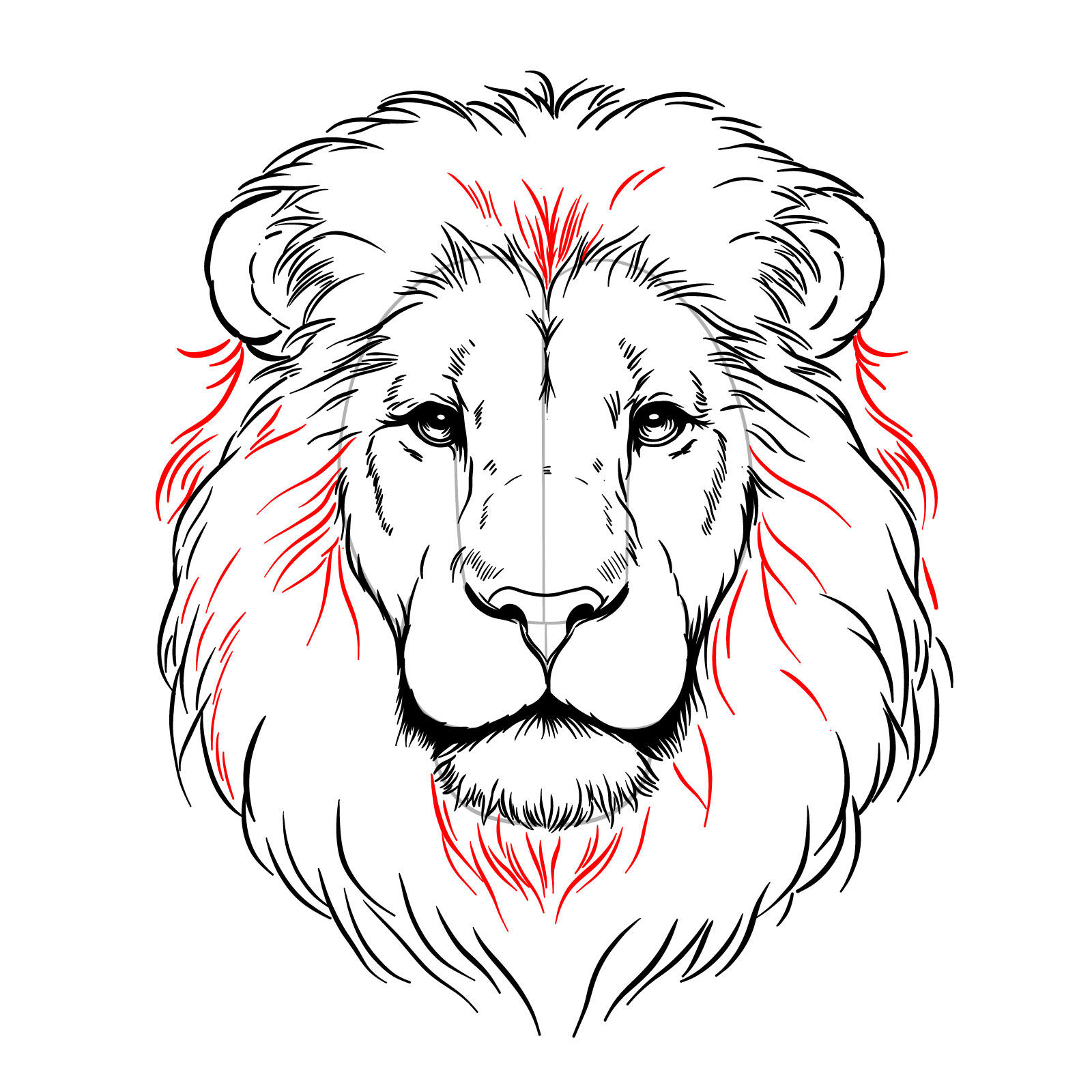Adding fur details to the lion's mane - step 12