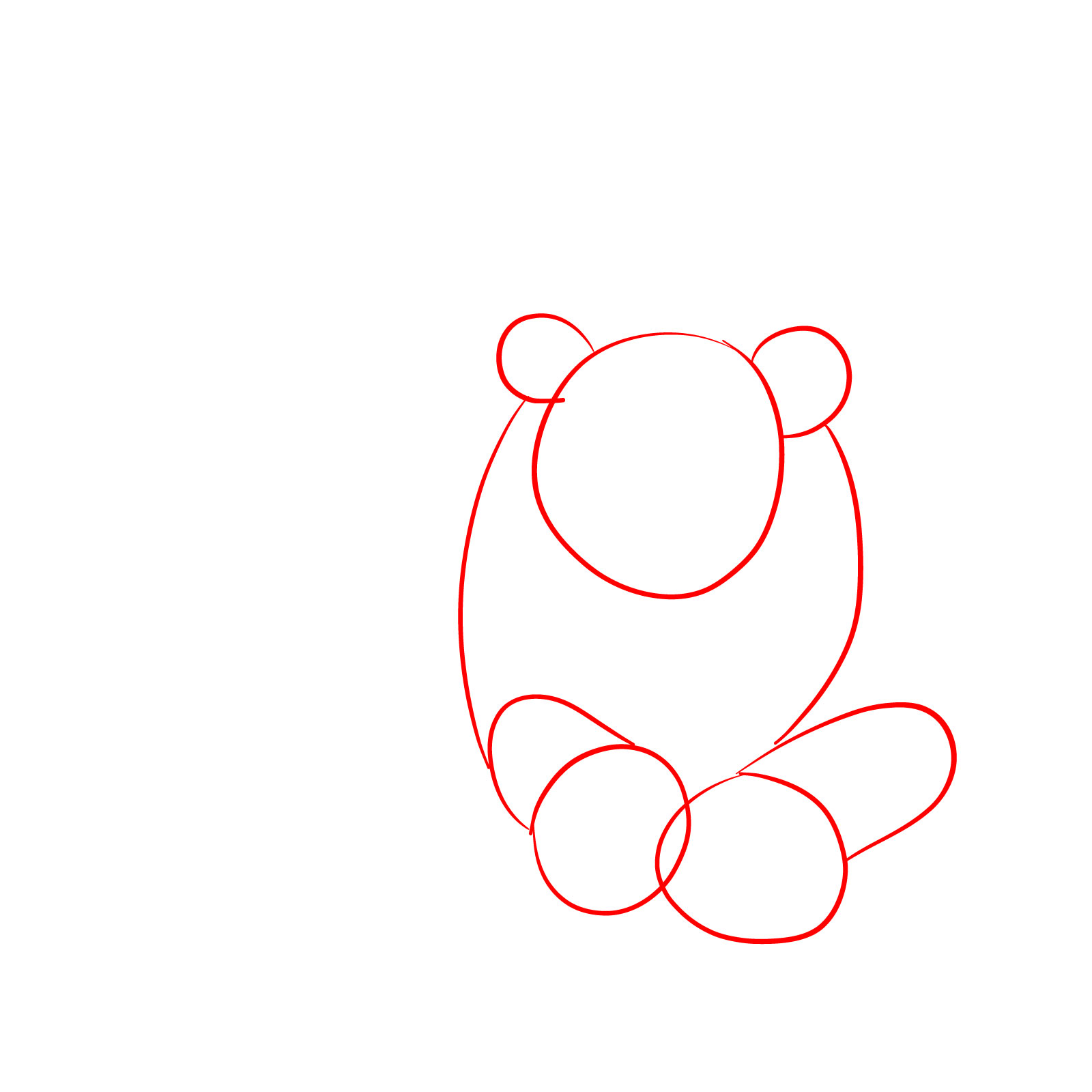 How to draw a sleeping lion in front view - Step 1: Basic shapes for the head, ears, and body