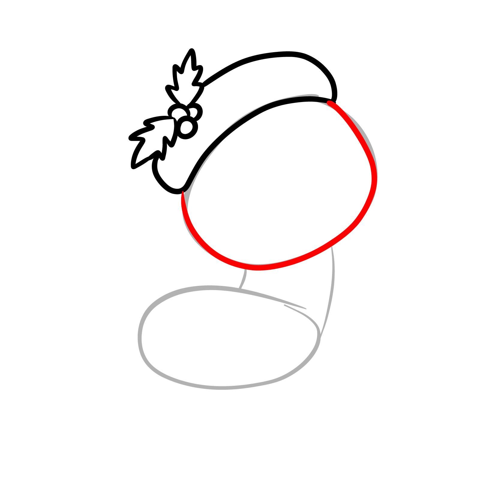 Head outline for how to draw a Christmas reindeer in cartoon style - step 03